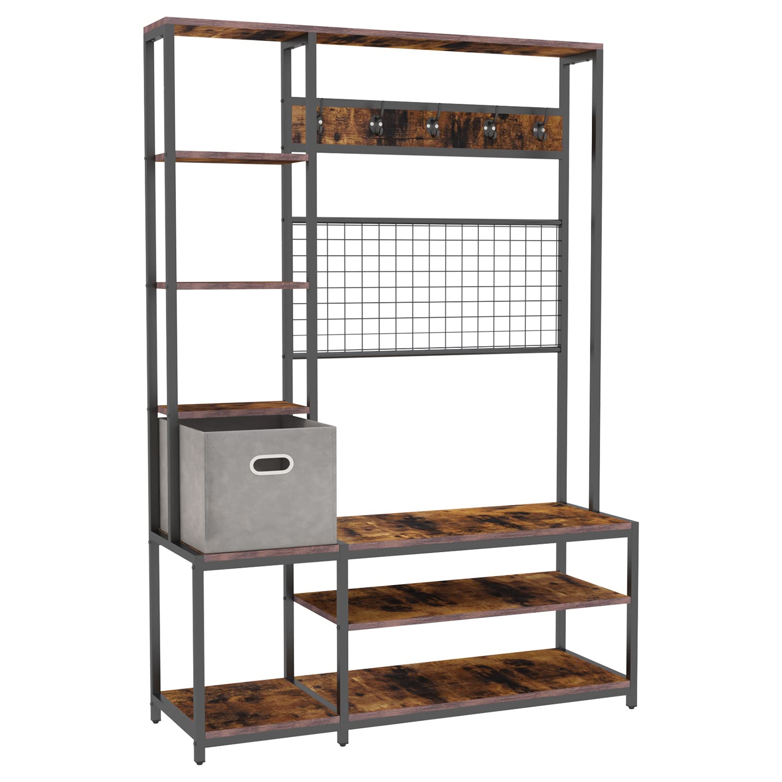 Rxicdeo 6-in-1 Entryway Bench with Coat Rack & Shoe Storage - 71