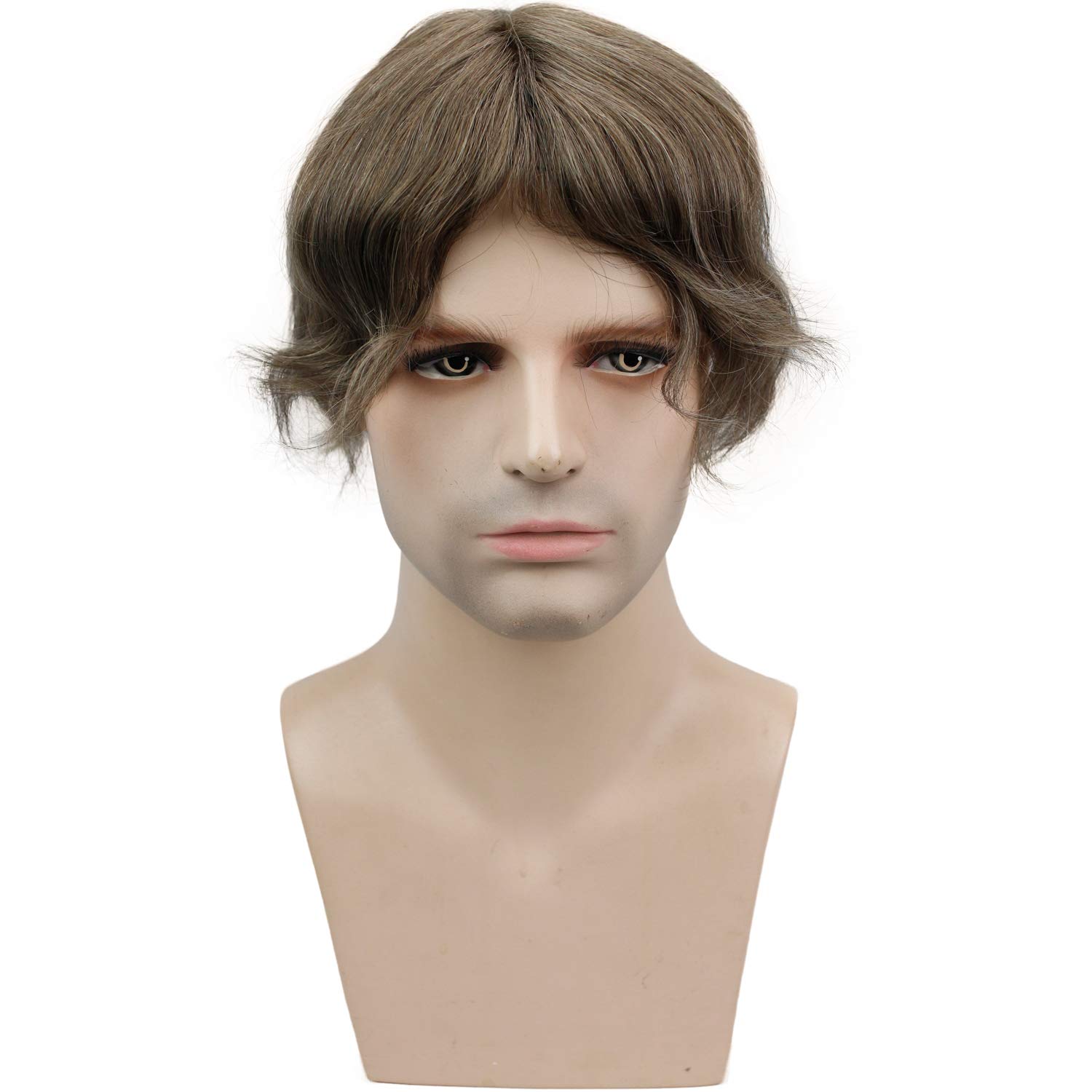 Premium Swiss Full Lace Men's Toupee - #7 Brown European Real Human Hair Replacement System for Thinning Hair | Natural Look for Daily Wear & Special Occasions