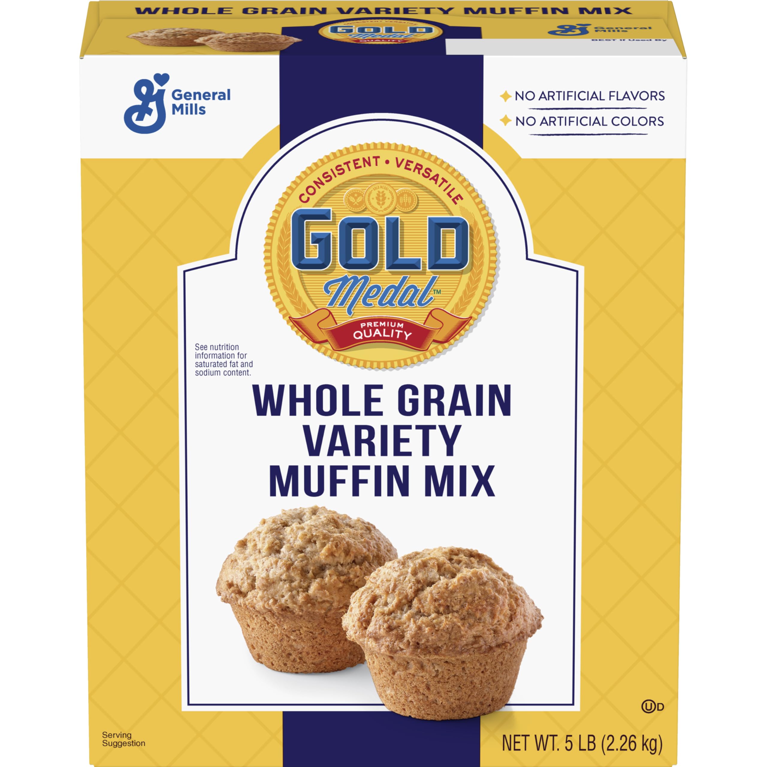 Premium Gold Medal Whole Grain Muffin Mix - 5 Lb Bulk Box (Pack of 6) | Healthy Breakfast & Snack Solution for Families, Bakeries & Cafes | Non-GMO, Easy Bake Mix for Muffins, Breads & Desserts
