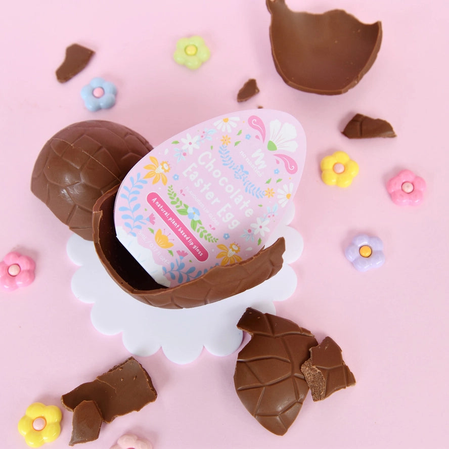 Easter Egg Surprise Gift Set - Chocolate Scented Lip Gloss & Nail Art Stickers for Kids - Perfect for Easter Basket Fillers, Party Favors & DIY Crafts