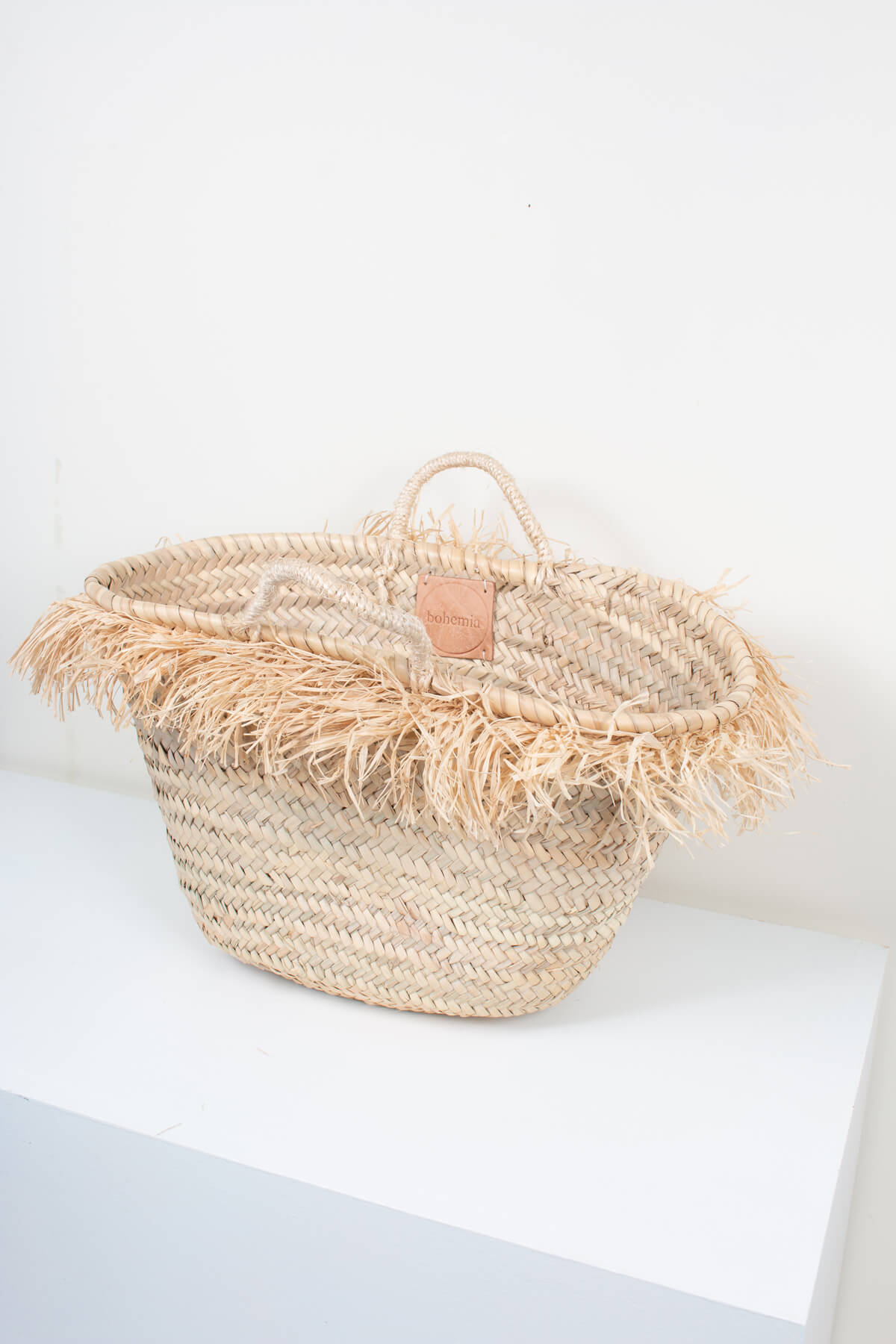 Natural Raffia Tassel Basket - Handwoven Storage Bin for Home Decor, Beach Picnic, or Boho Chic Style | Perfect for Blankets, Toys, and Magazines