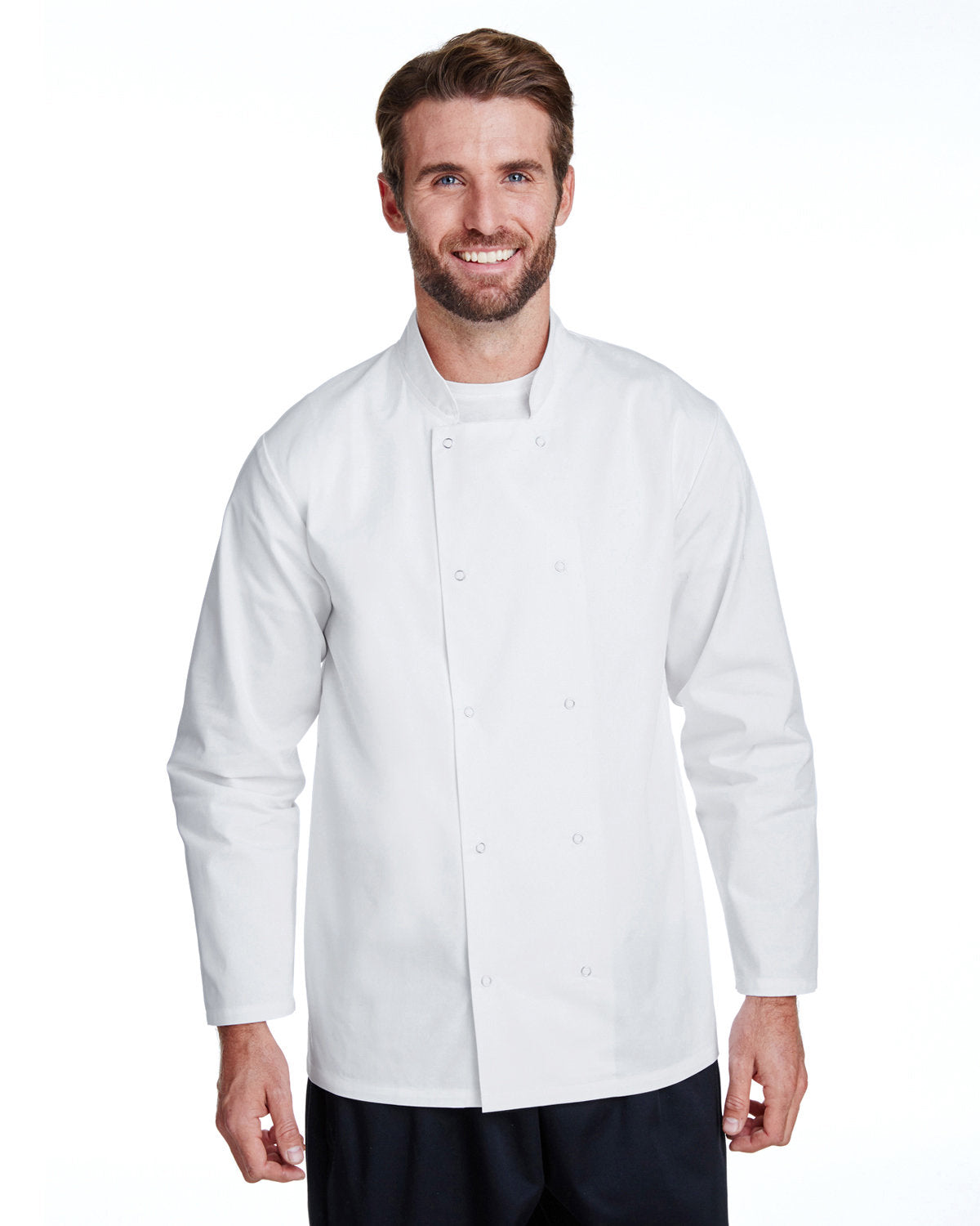 Reprime RP665 Unisex Studded Front Long Sleeve Chef Coat - Professional Kitchen Apparel for Chefs & Culinary Students - Perfect for Restaurants, Cooking Classes & Food Service