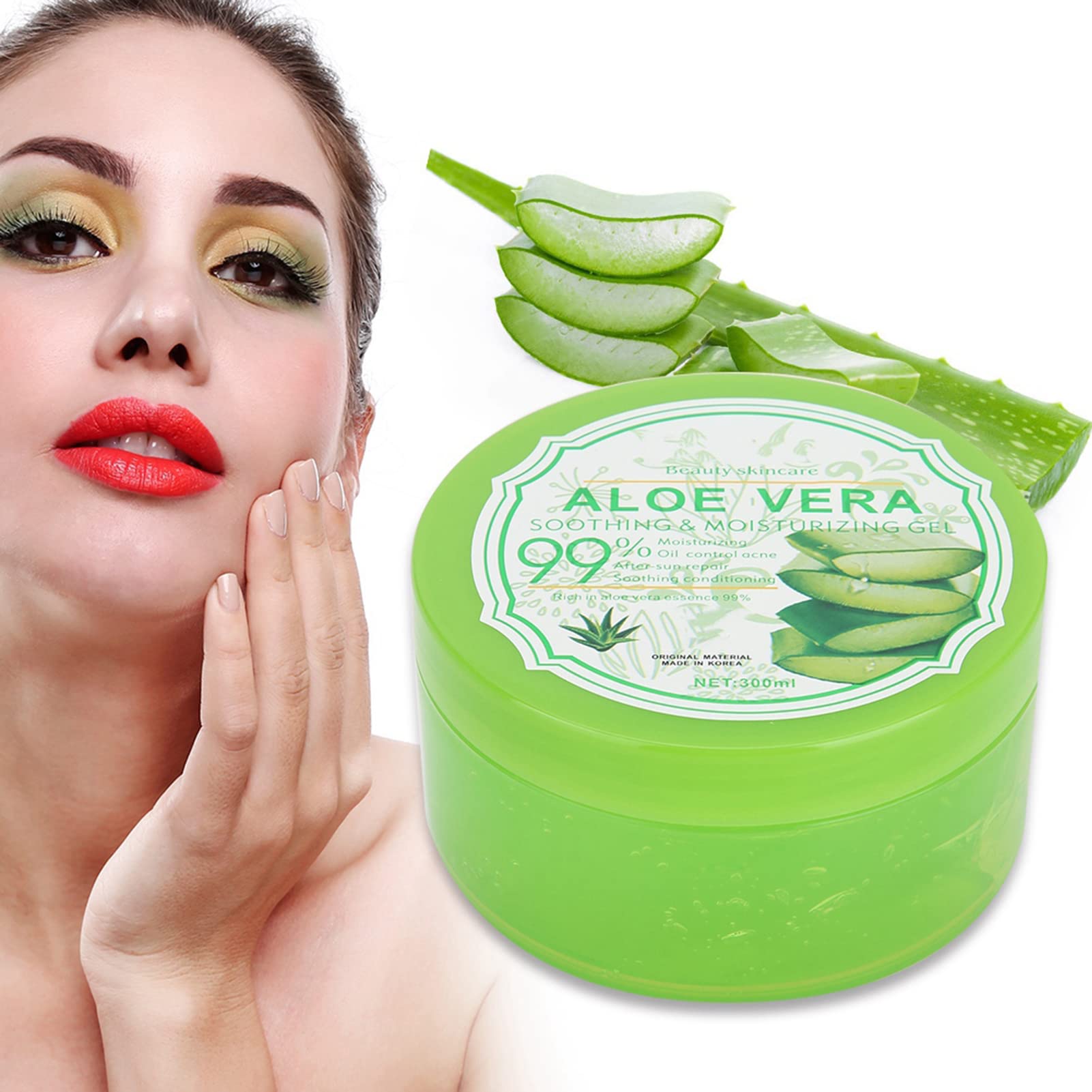 Pure Aloe Vera Gel for Face & Body - Hydrating Moisturizer for Dry, Itchy Skin | Soothing Relief for Sunburn, Irritation | 300g Natural Skin Care Cream - Perfect for Nighttime Use & Post-Sun Care