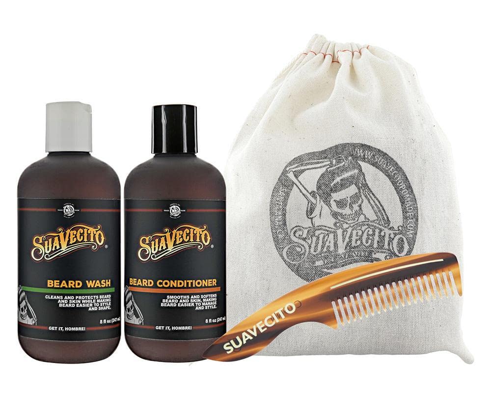 Suavecito Beard Wash Kit with Avocado Oil & Shea Butter - Grooming & Cleansing for Men - Travel Ready