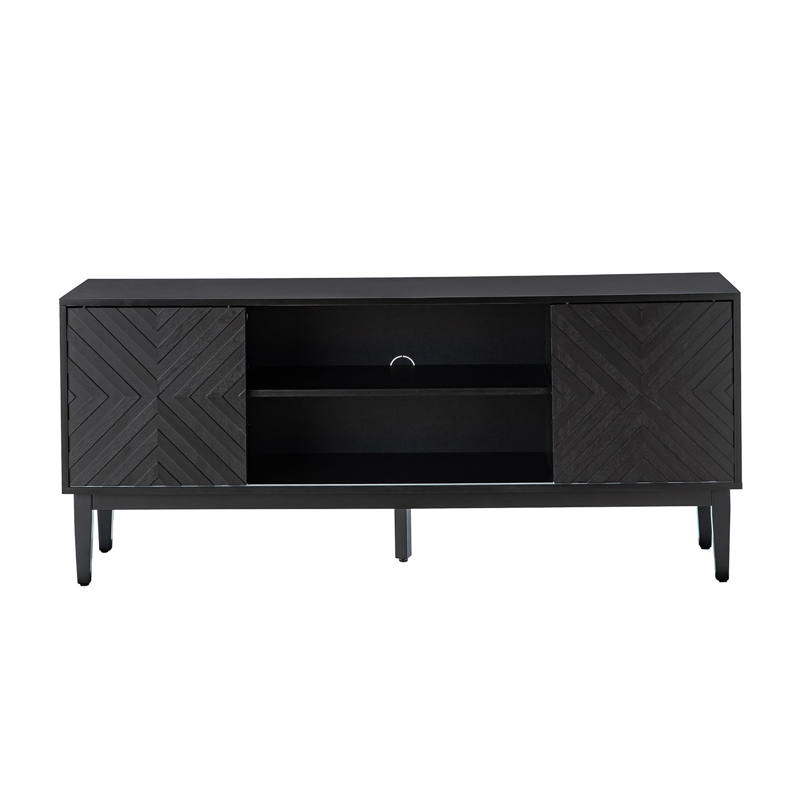 Regal 58-Inch Wide TV Stand with Reversible Checkered Game Board - Modern Entertainment Center for Living Room, Game Nights & Family Gatherings