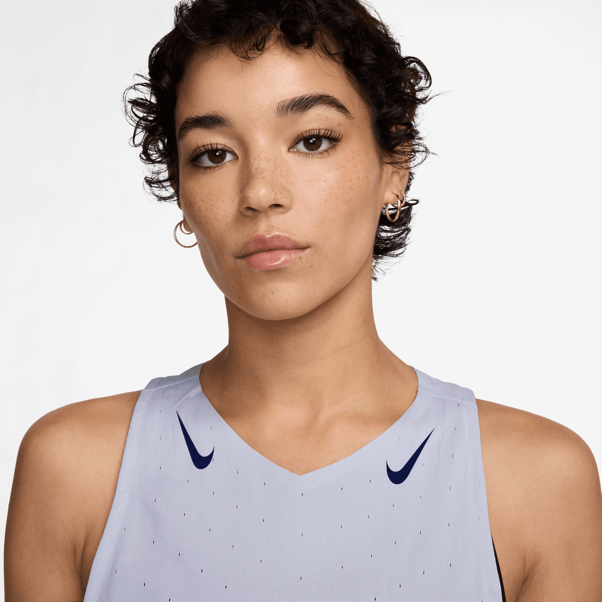 Nike Women's AeroSwift DRI-FIT ADV Running Singlet - Lightweight Moisture-Wicking Workout Top for Runners (057 Ghost/Blue Void) | Perfect for Marathon Training & Summer Outdoor Sports