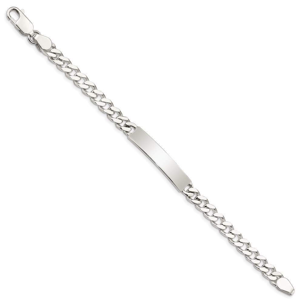 925 Sterling Silver Engraveable Curb Link Name Bar ID Bracelet - Personalized Gift for Women Men, Engraved Identification Jewelry for Anniversary, Birthday, Couple Matching