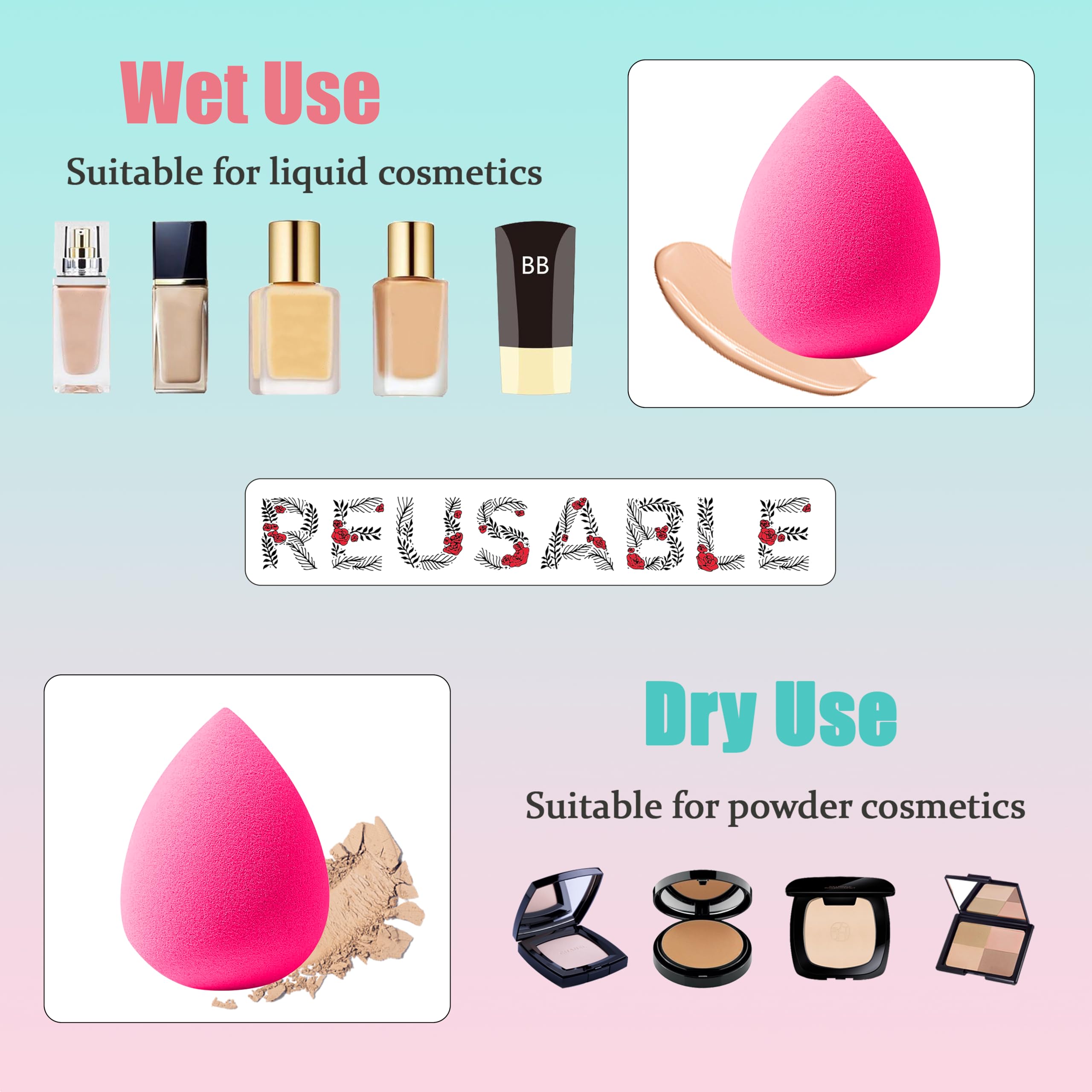 5PCS Mini Beauty Blender Sponges - Soft & Flexible Makeup Sponges for Foundation, Powder & Liquid - Multi-Colored Cosmetic Sponge Set (Pink) - Perfect for Travel, Daily Makeup & Beauty Gifts