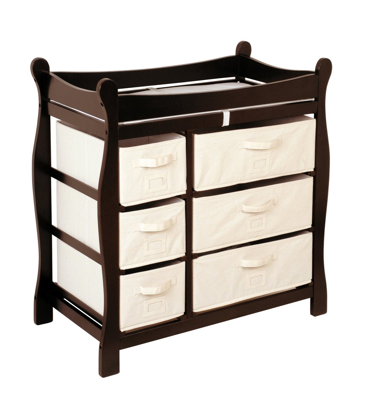 Espresso Wooden Baby Changing Table with 6 Storage Baskets - Nursery Organizer for Diapers & Baby Essentials - Perfect for Newborn Care & Nursery Decor