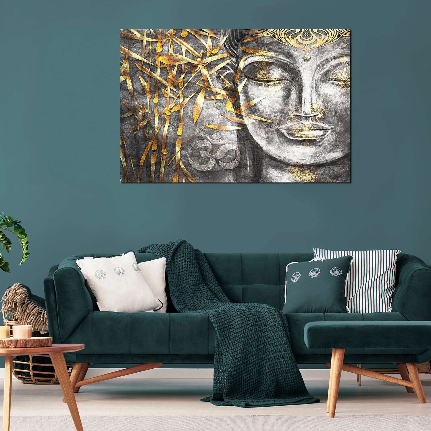 Luminous Buddha Wall Art - 32x48 Inch Glow in The Dark Bodhisattva Painting, Traditional Hindu Canvas Print for Living Room Decor, Framed Spiritual Artwork - Perfect for Meditation Spaces & Asian-Themed Home Décor