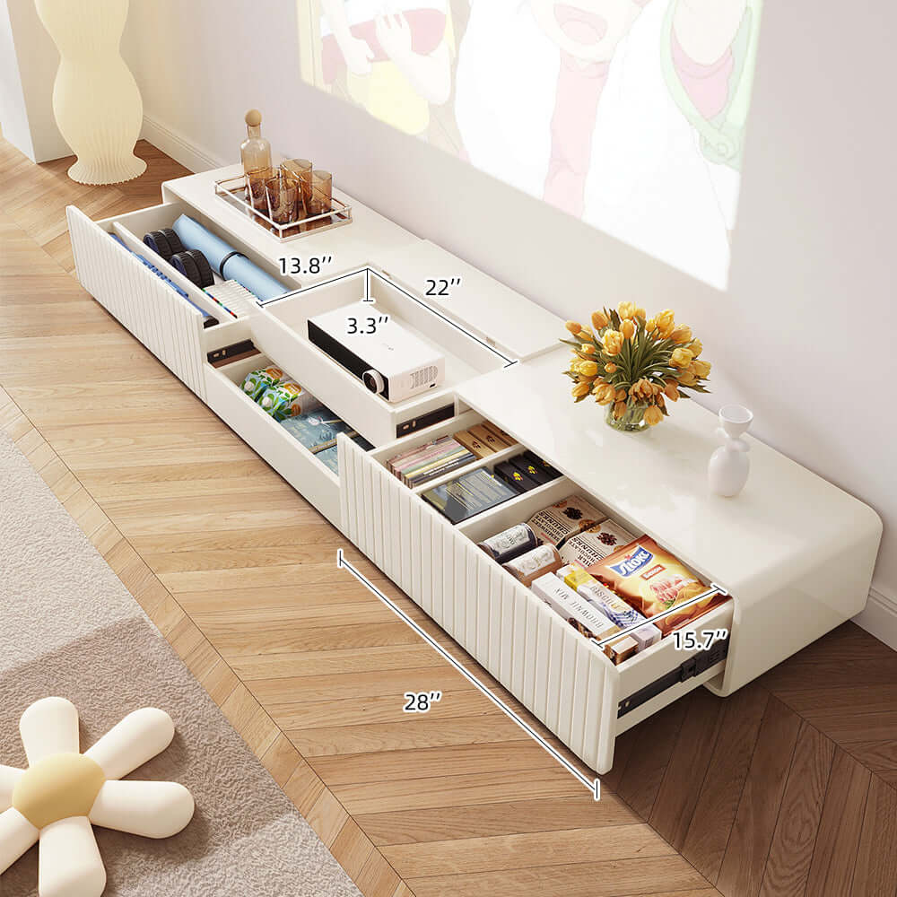 Modern Minimalist Beige TV Stand with Storage Drawers - 60