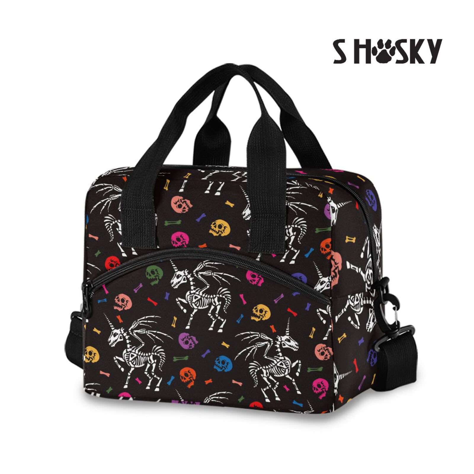 Unicorn Skull Lunch Bag for Women - Gothic Skeleton Insulated Cooler Tote - Durable Leakproof Lunch Box for Office, Work, School & Picnic - Perfect for Halloween, Gothic Style & Everyday Use