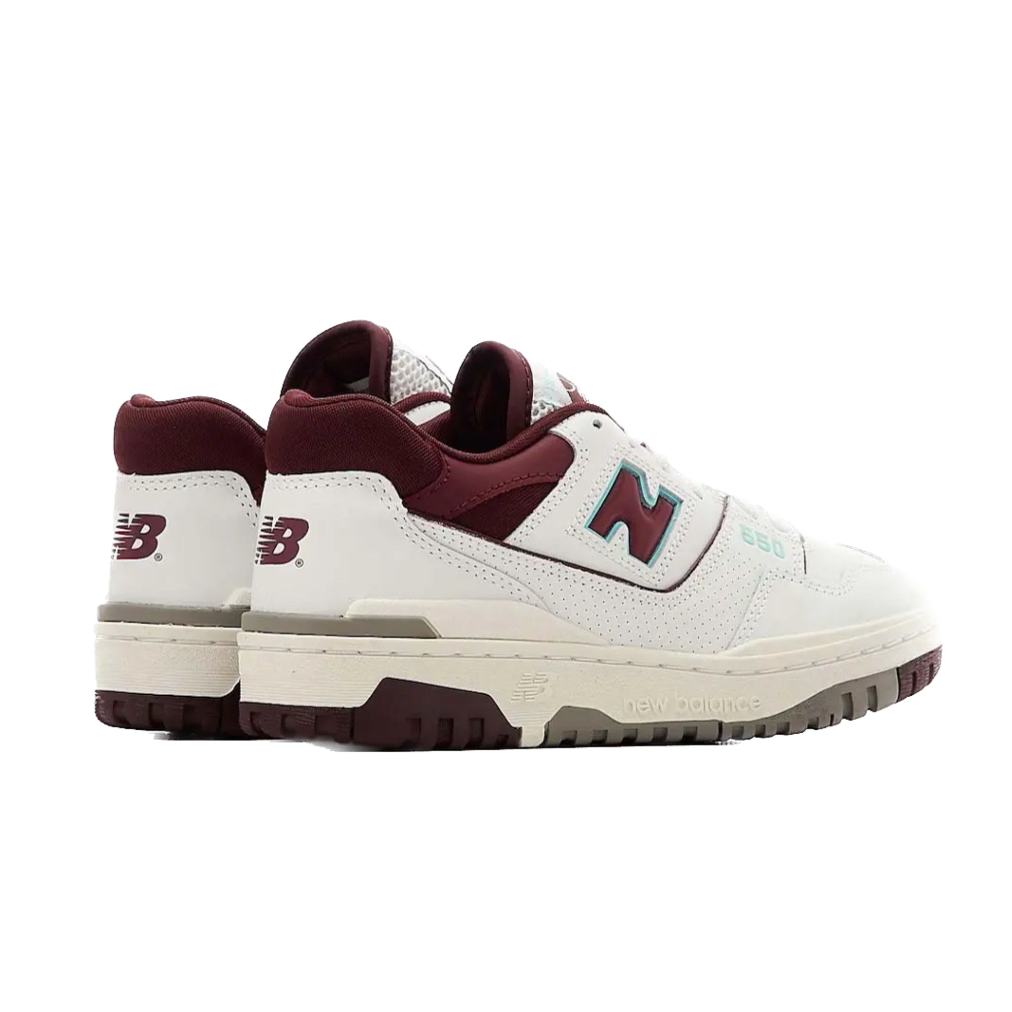 New Balance 550 Sneakers for Men & Women - Burgundy & Cyan Retro Basketball Shoes - Comfortable Casual Walking & Streetwear Fashion