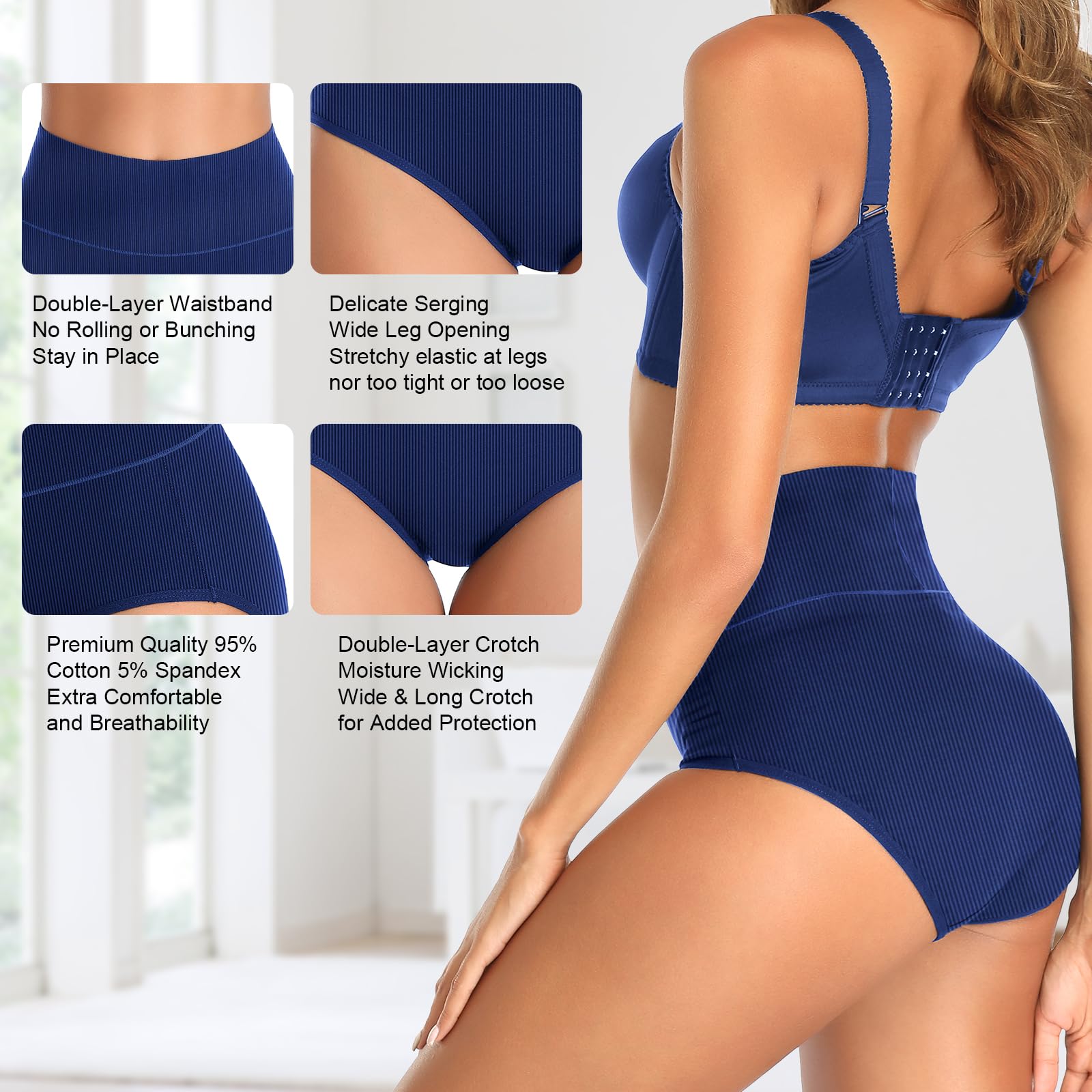 High Waisted Women's Underwear - Cotton Tummy Control Postpartum Panties - Full Coverage Comfortable Briefs for Everyday Wear, Maternity & Postpartum Recovery