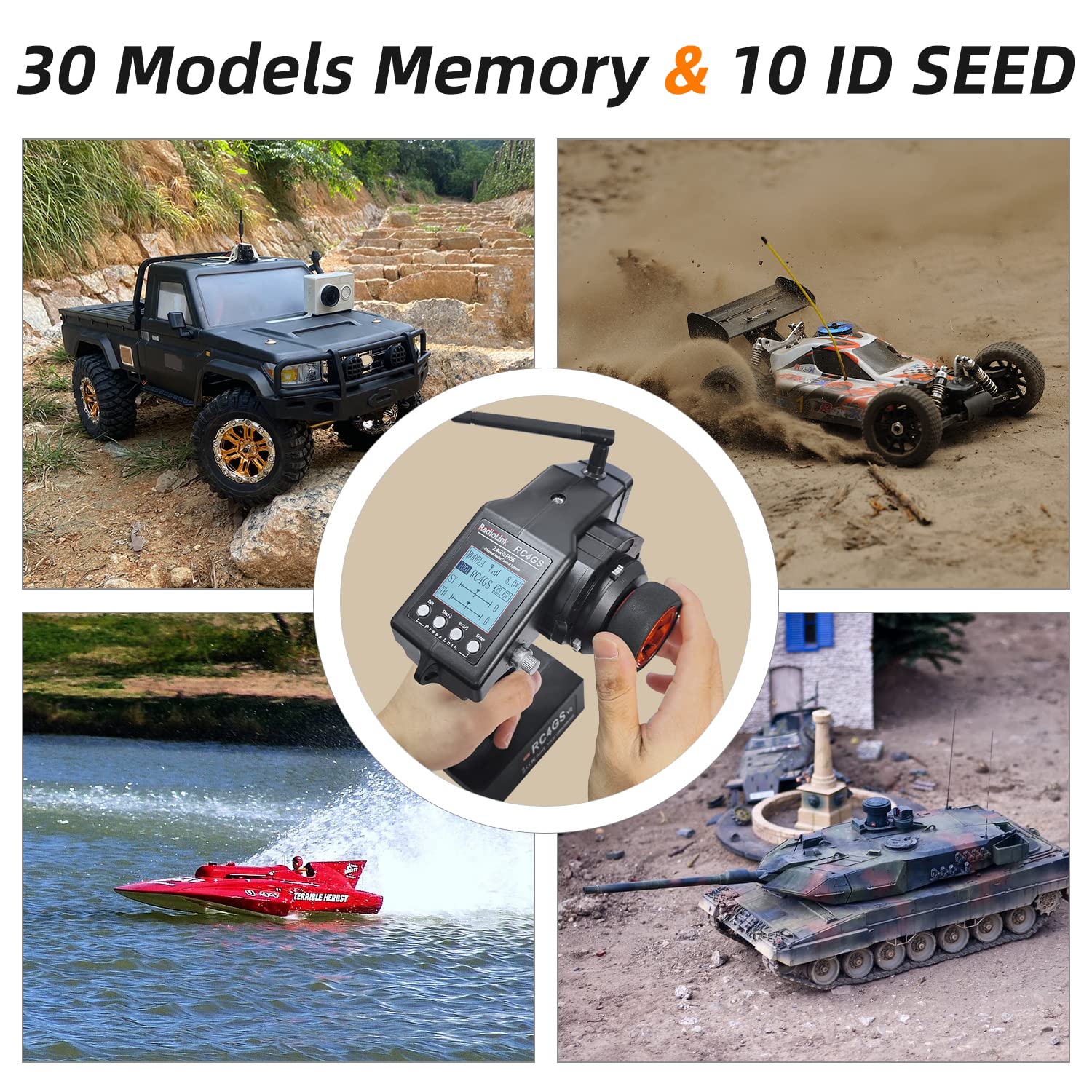 Radiolink RC4GS V3 2.4GHz 4-Channel RC Radio Transmitter with 2 Receivers (R6FG/R4FGM) & Gyro System - Perfect for Crawler, Truck, Car, and Boat Remote Control Vehicles - Ideal for Off-Road Racing, Rock Crawling, and Water Sports