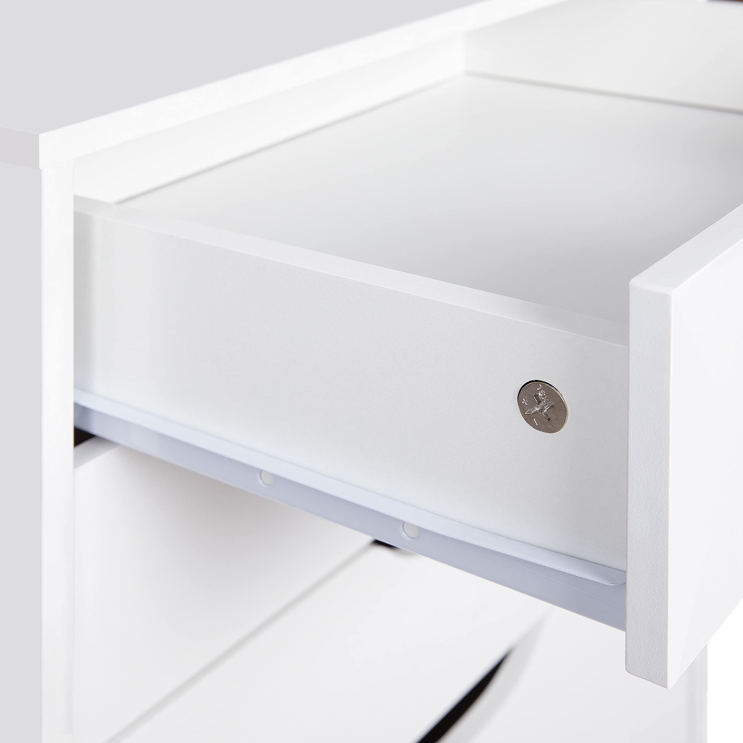 Naomi Home 7-Drawer Office File Cabinet with Wheels - White, Under Desk Storage Organizer for Home Office, 180 lbs Capacity - Perfect for Printer Stand & Document Filing Organization