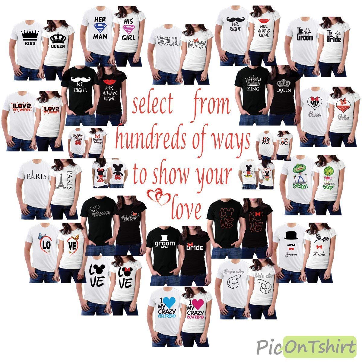 King and Queen Matching Couples T-Shirts Set - His & Hers Romantic Outfits - Perfect for Anniversaries, Valentine's Day, and Date Nights