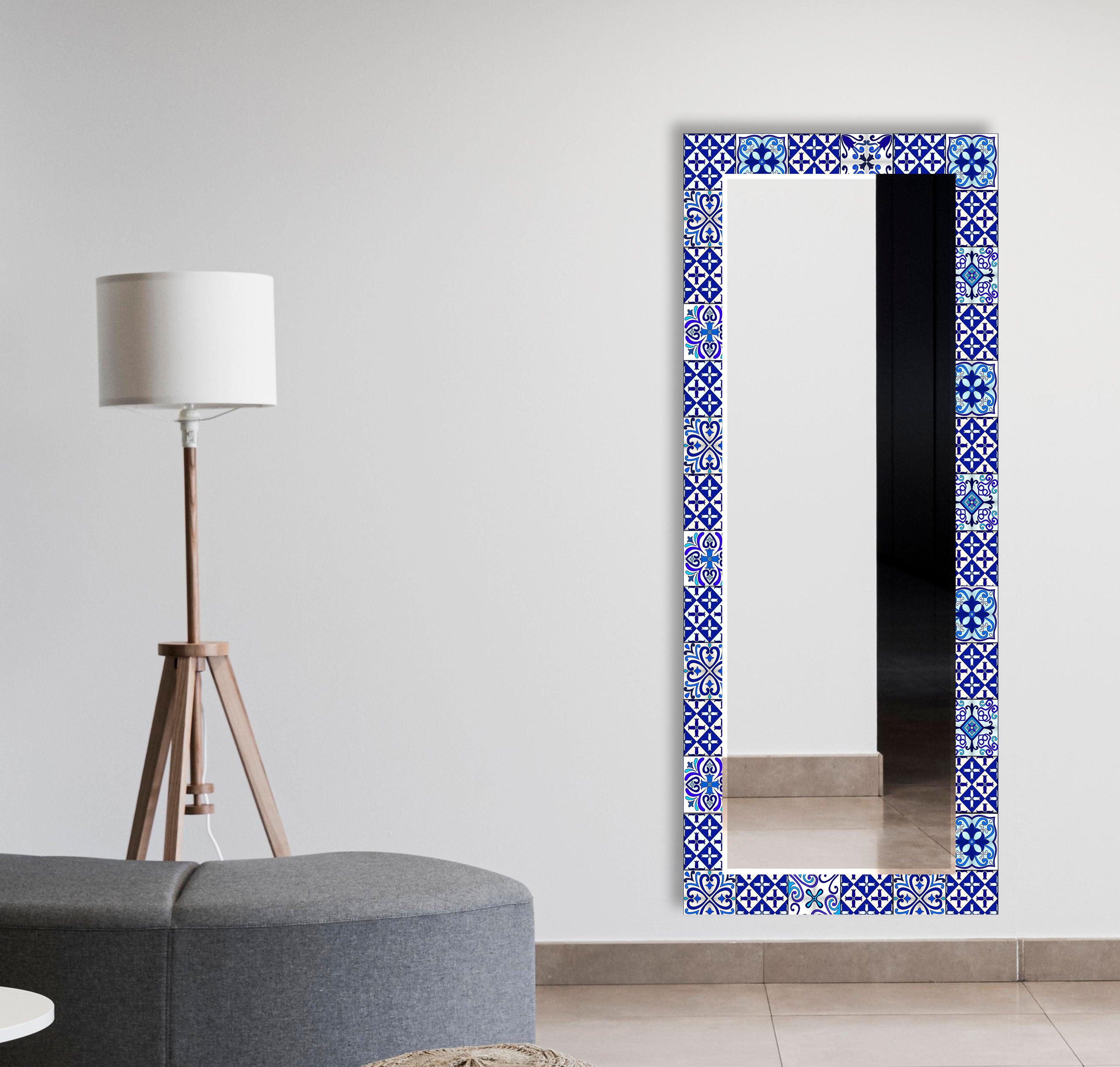 Blue Majestic Mosaic Wall Mirror - Handcrafted Decorative Bathroom & Bedroom Mirror - Perfect for Home Decor, Vanity, and Entryway
