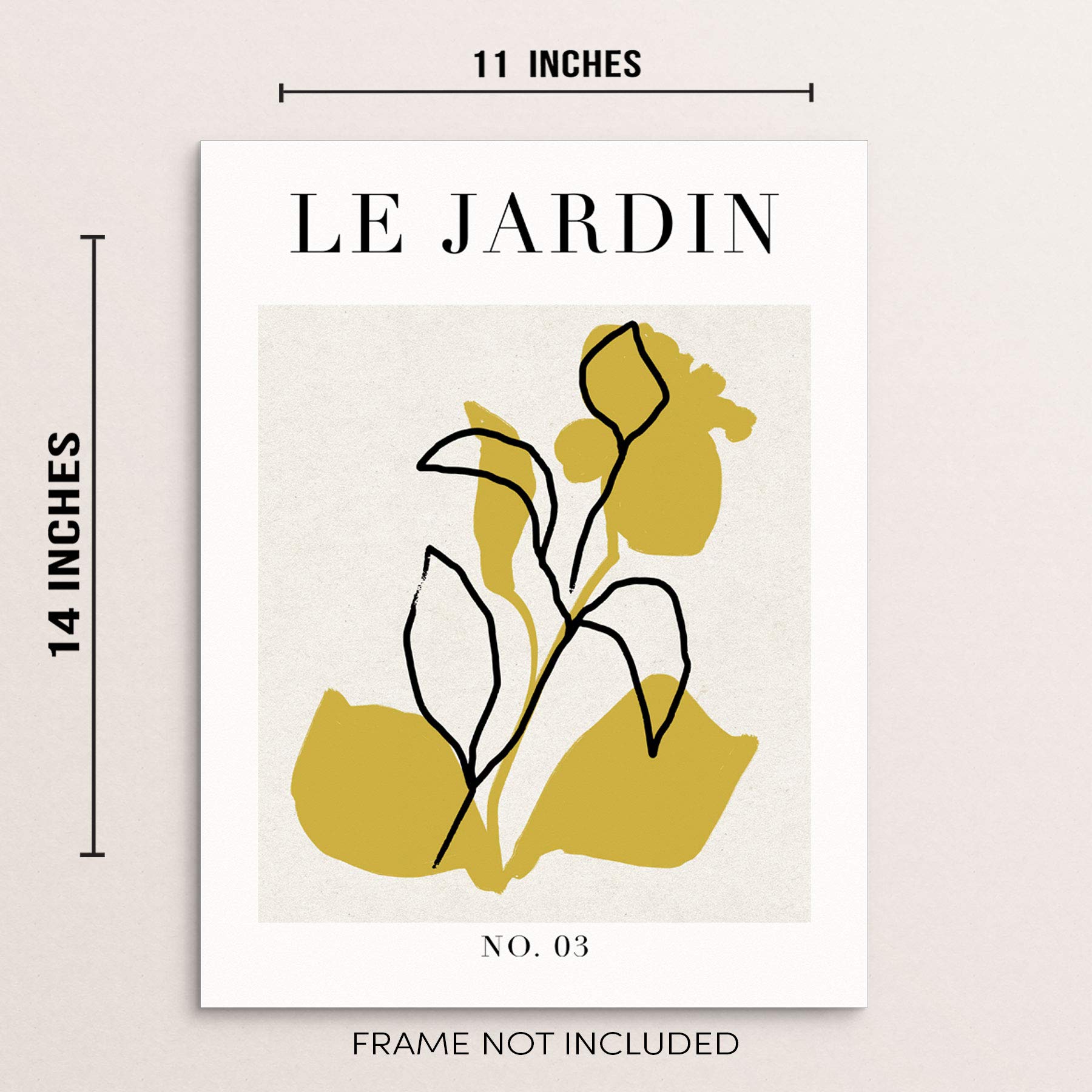 Abstract Botanical Art Print - Le Jardin Flowers Poster 11x14 Inches UNFRAMED, Minimalist Wall Art for Living Room, Bedroom, Bathroom Decor - Perfect for Home, Office & Gift Giving