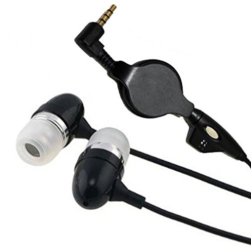Retractable Wired Headphones with Built-in Mic - 3.5mm Earbuds Compatible with ZTE Blade Vantage 2 & Other Smartphones - Perfect for Calls, Gaming & Commuting