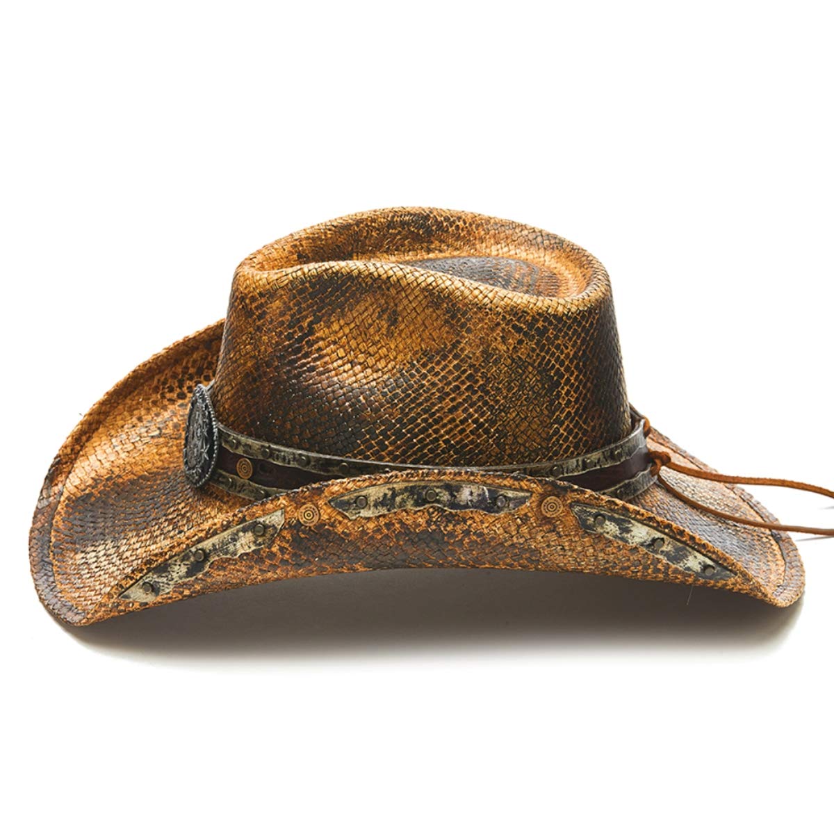Men's Rusty Western Cowboy Hat with Bullet Band - Vintage Style Cowboy Hat for Rodeo, Country Music Festivals & Western Fashion