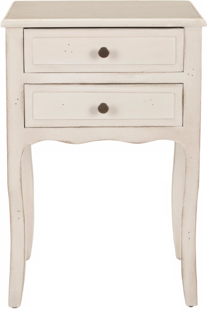 Safavieh Home Collection Lori White 2-Drawer End Table - Modern Nightstand for Bedroom, Living Room & Office - Small Side Table with Storage