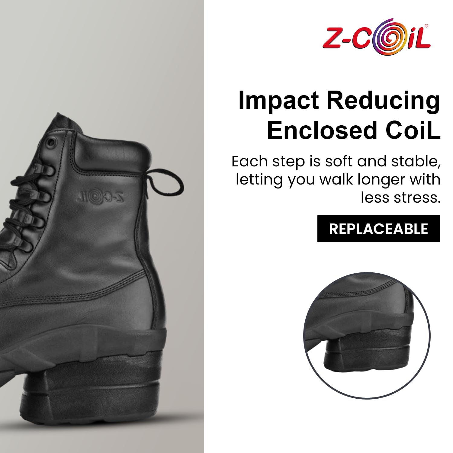 Z-CoiL Prime Men's Orthopedic Work Boots - Leather Safety Toe Shoes with Orthotic Support for Pain Relief & Comfort - Ideal for Construction, Warehouse & Standing All Day Workers