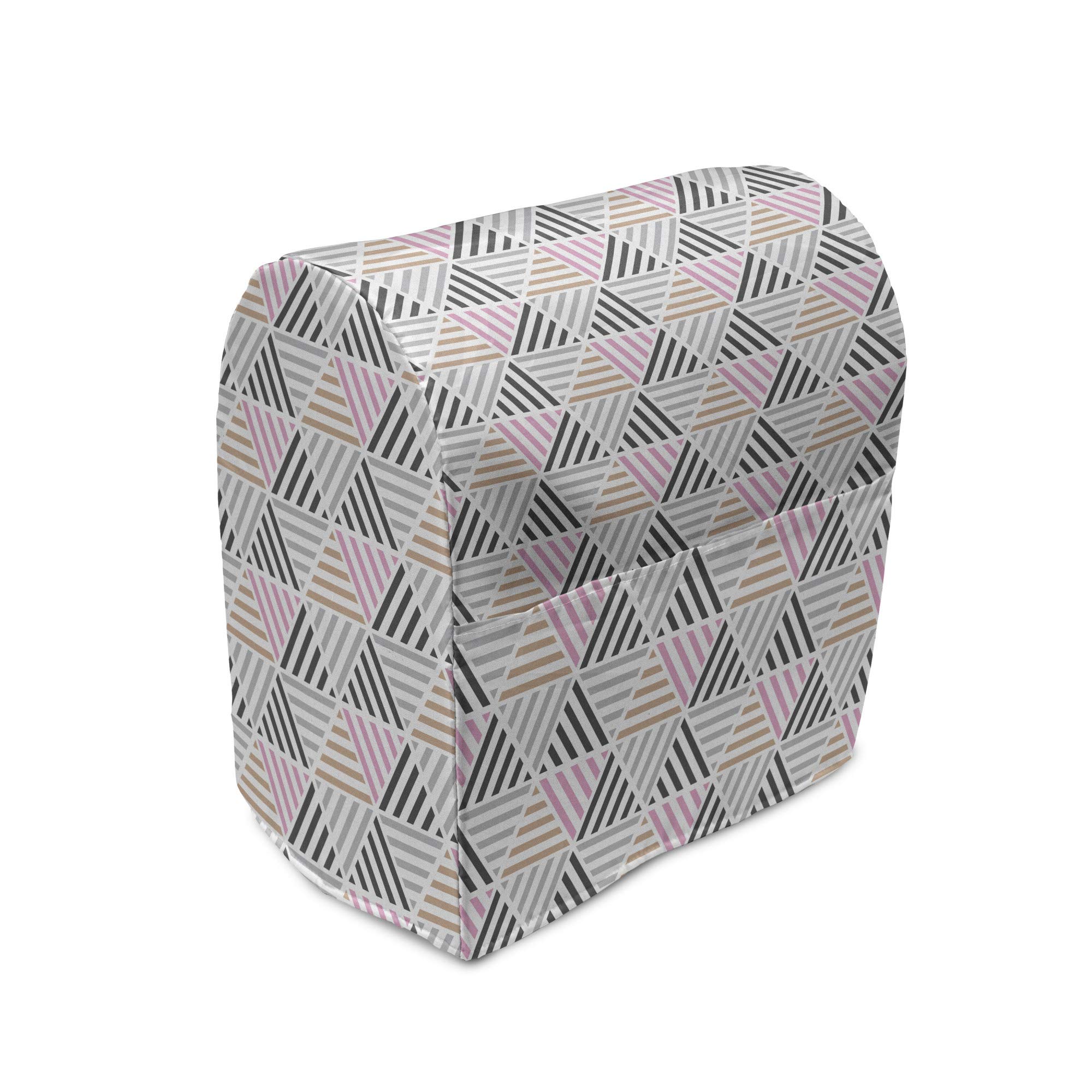 Ambesonne Geometric Stand Mixer Cover - Modern Abstract Triangle & Stripe Design, 6-8 Quart Kitchen Appliance Organizer with Storage Pocket, Multicolor - Perfect for Kitchen Organization & Countertop Protection