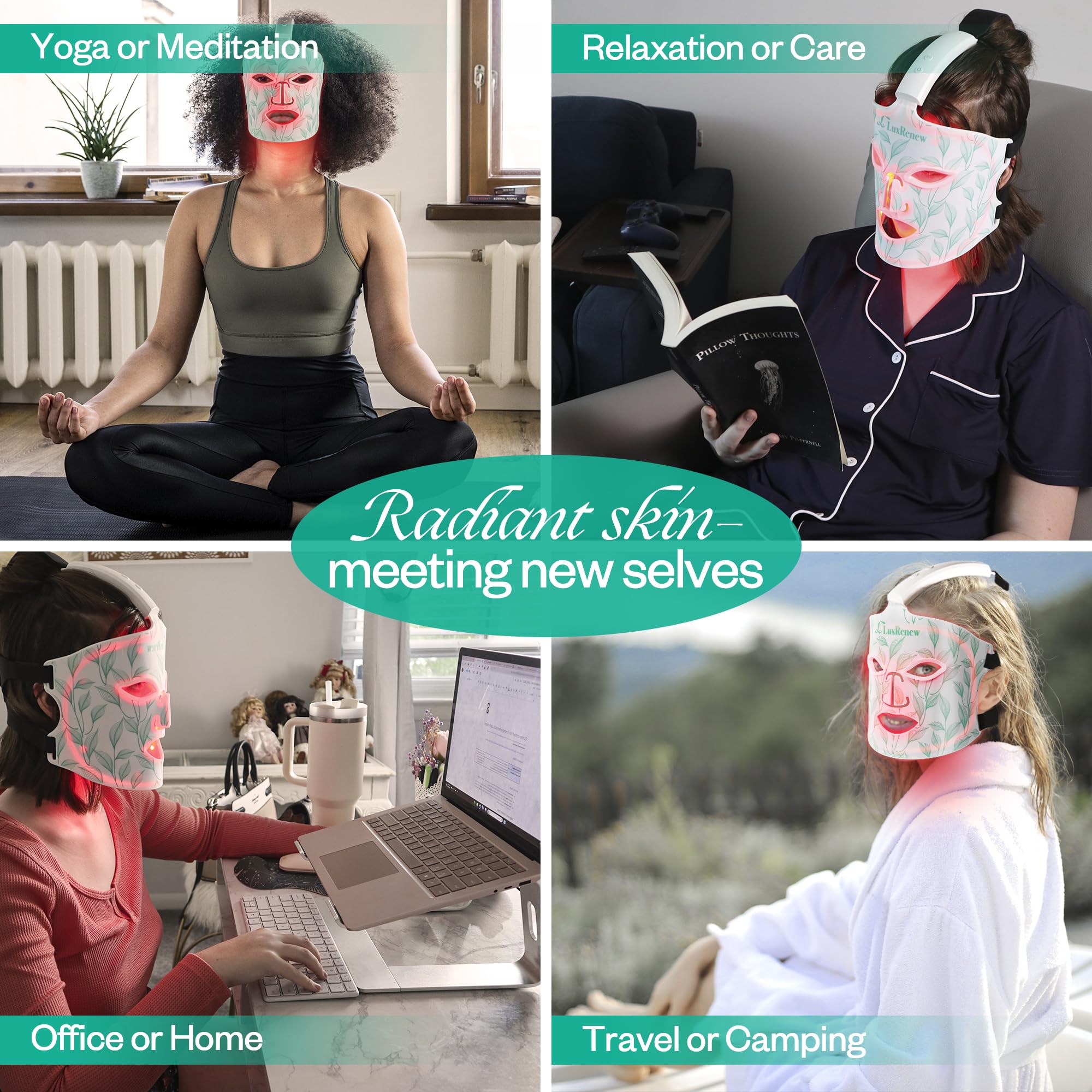 LMask Pro Red Light Therapy Mask - 850nm Near-Infrared & 7-Color LED Facial Treatment | Portable, Rechargeable for Anti-Aging & Skin Rejuvenation | Perfect for Home Spa & Travel Skincare Routine