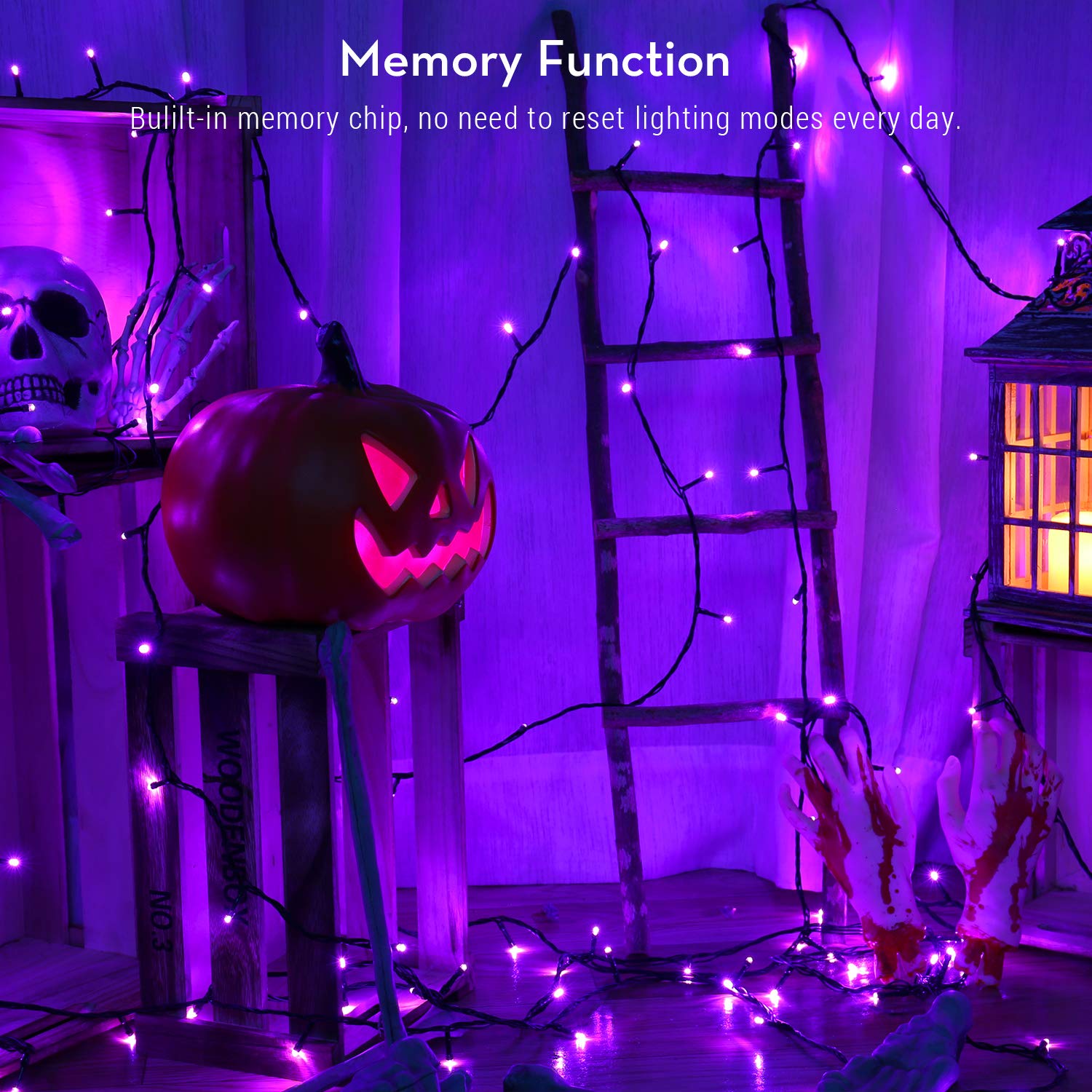 BrizLabs 78.74ft 240 LED Purple Halloween String Lights with Timer - Waterproof Connectable Plug-in Mini Lights for Indoor & Outdoor Decor - Perfect for Halloween Trees, Parties, Yard and Home Decoration