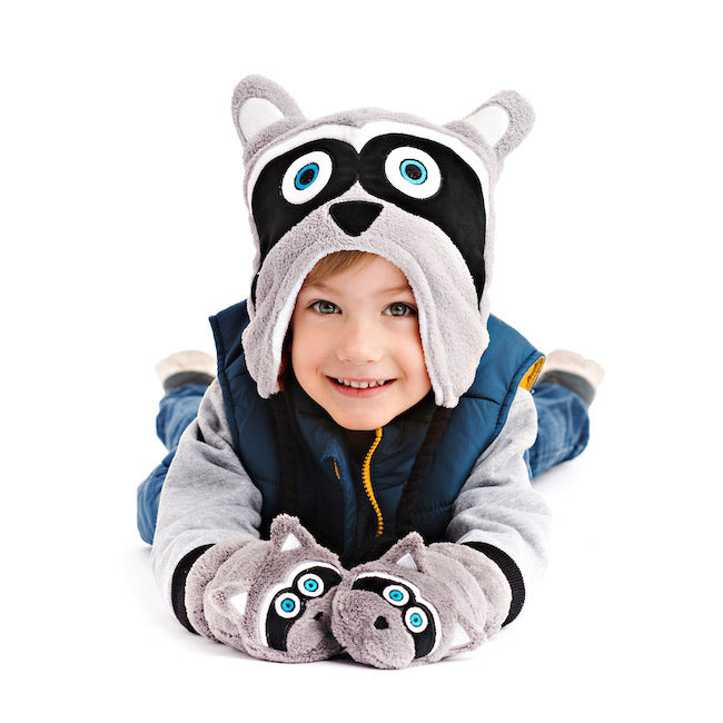 Cozy Kids Winter Hat with Raccoon & Fox Design - Warm Fleece Lined Beanie for Boys & Girls - Perfect for Snow Play, Skiing, and Outdoor Adventures