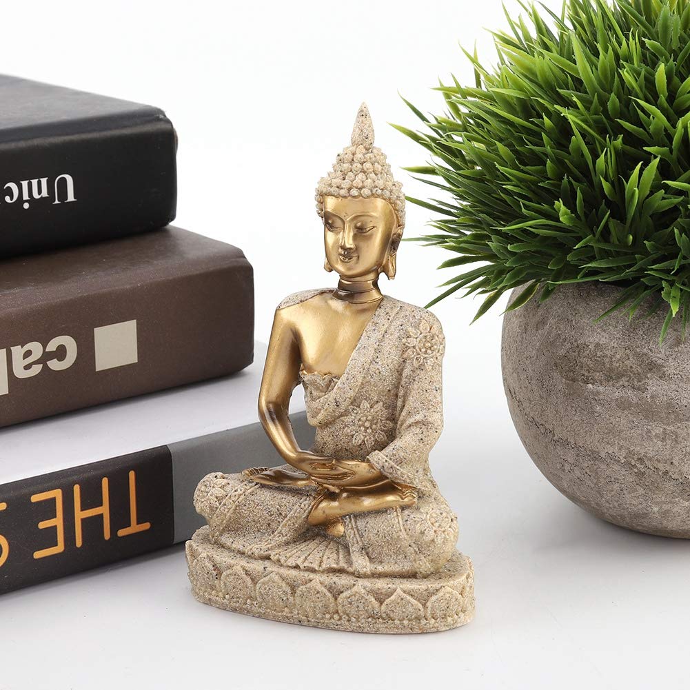 03 Handcrafted Gold Buddha Statue - Exquisite Carving Home Decor for Meditation, Living Room & Office | Spiritual Gift & Feng Shui Ornament