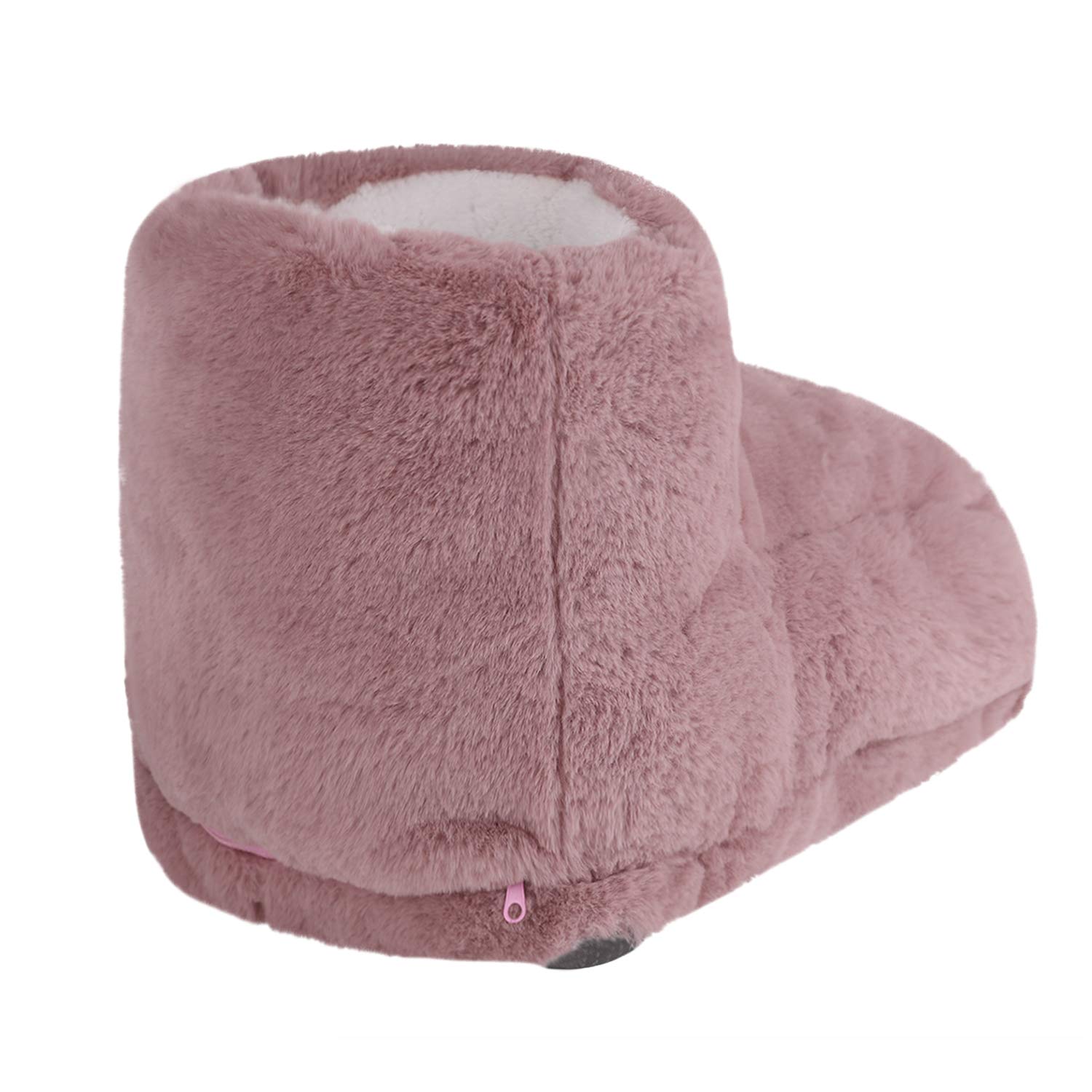 Rechargeable USB Electric Foot Warmer Boots - Fast Heating Plush Foot Muff with Large Pocket for Winter, Home & Office Use - Dark Pink Heated Slippers for Cold Weather, Heat Therapy & Cozy Comfort (Perfect for Work, Travel & Relaxation)