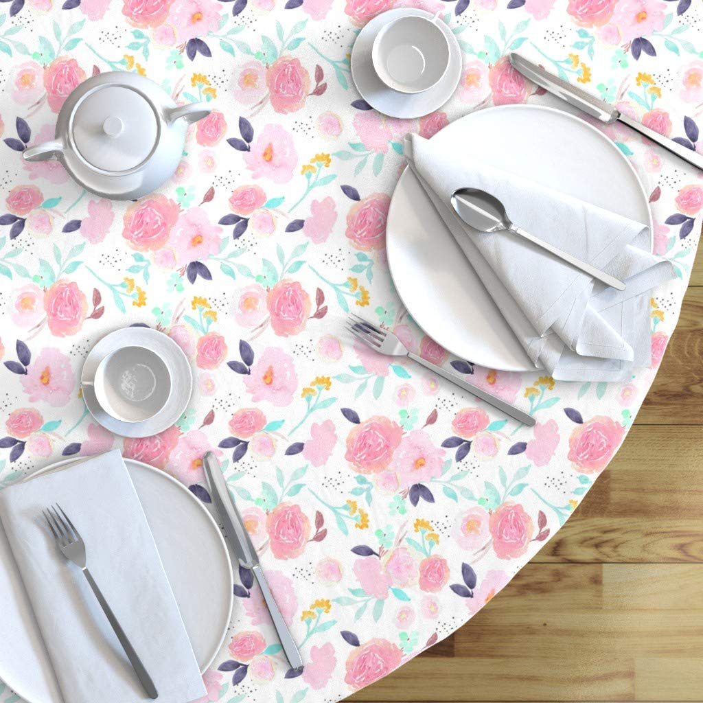 Custom Bloom Garden Floral Cotton Sateen Tablecloth 70