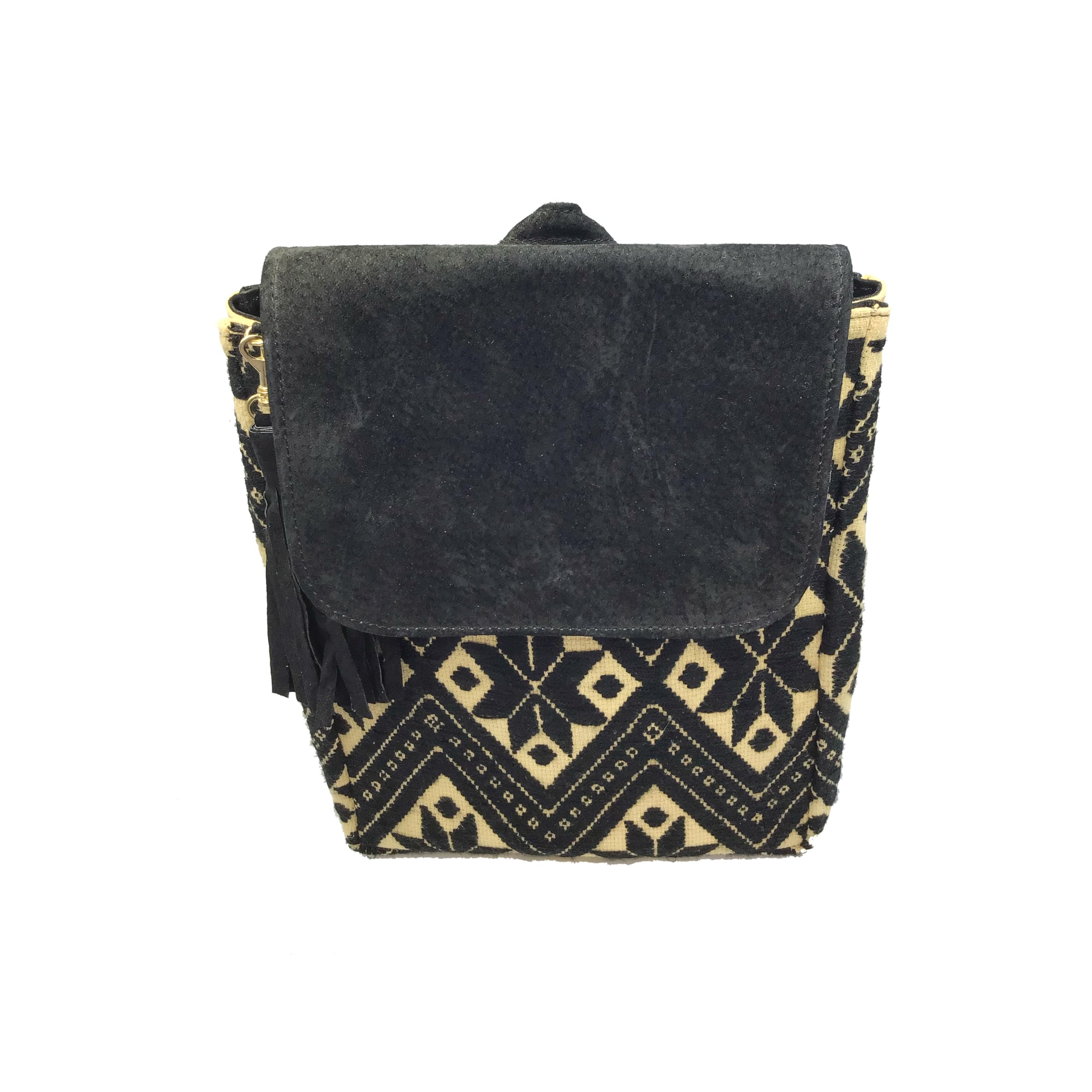 Handmade 'María' Leather Backpack with Mexican Embroidery - Unique Black Artisan Bag by Jühue Artesanal | Perfect for Travel, Work & Everyday Use | Made in Mexico