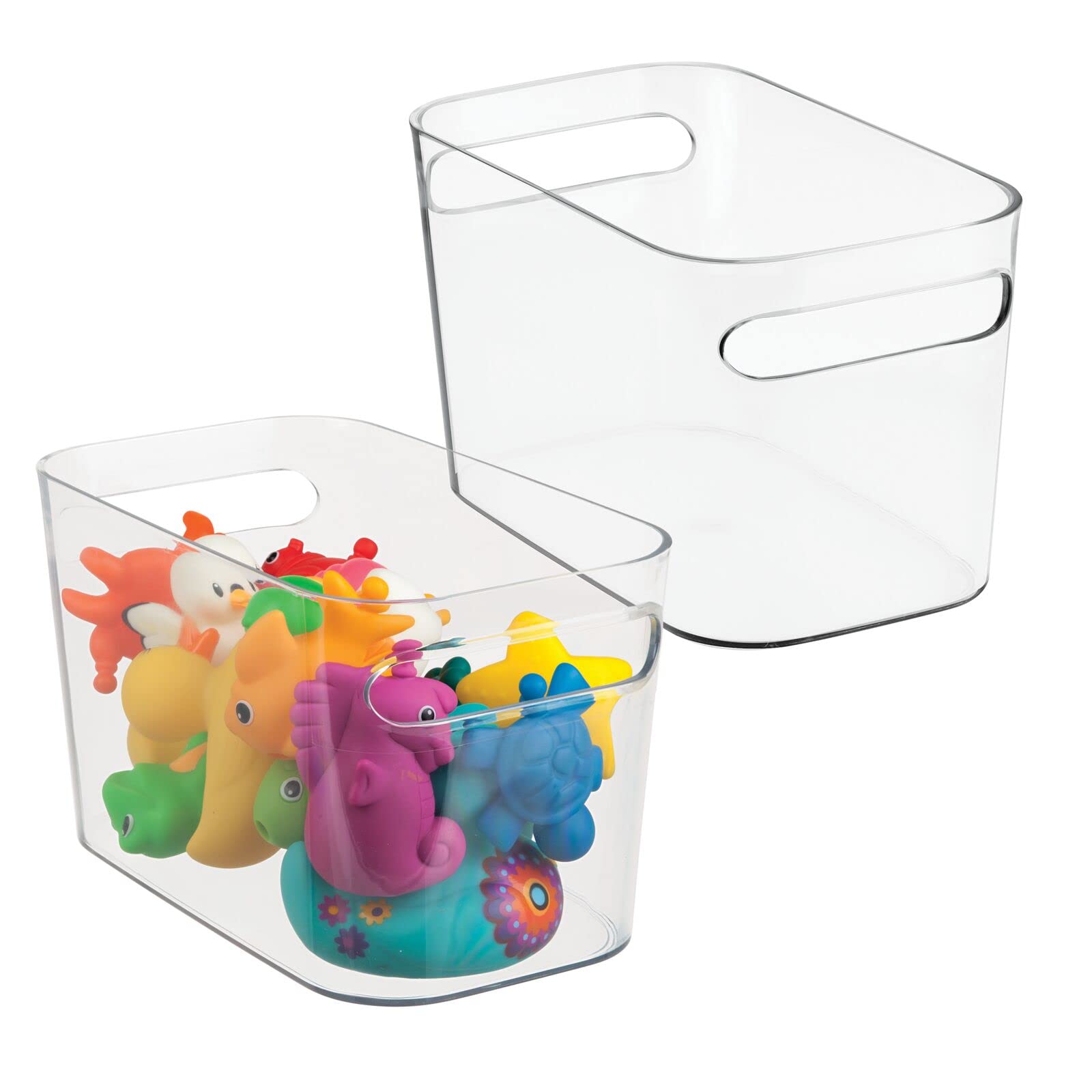mDesign Deep Plastic Toy Storage Bin with Handles - 10