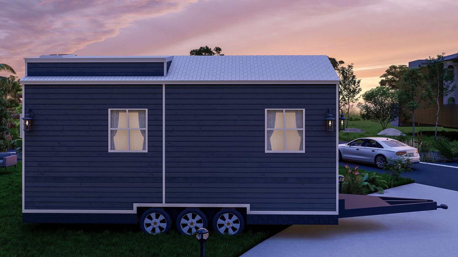 23.5'x8' Tiny Mobile Home with Loft - 188 Sq Ft Living Space with Kitchen, Desk & Bathroom | Perfect for Off-Grid Living, Vacation Homes & Backyard Guest Houses