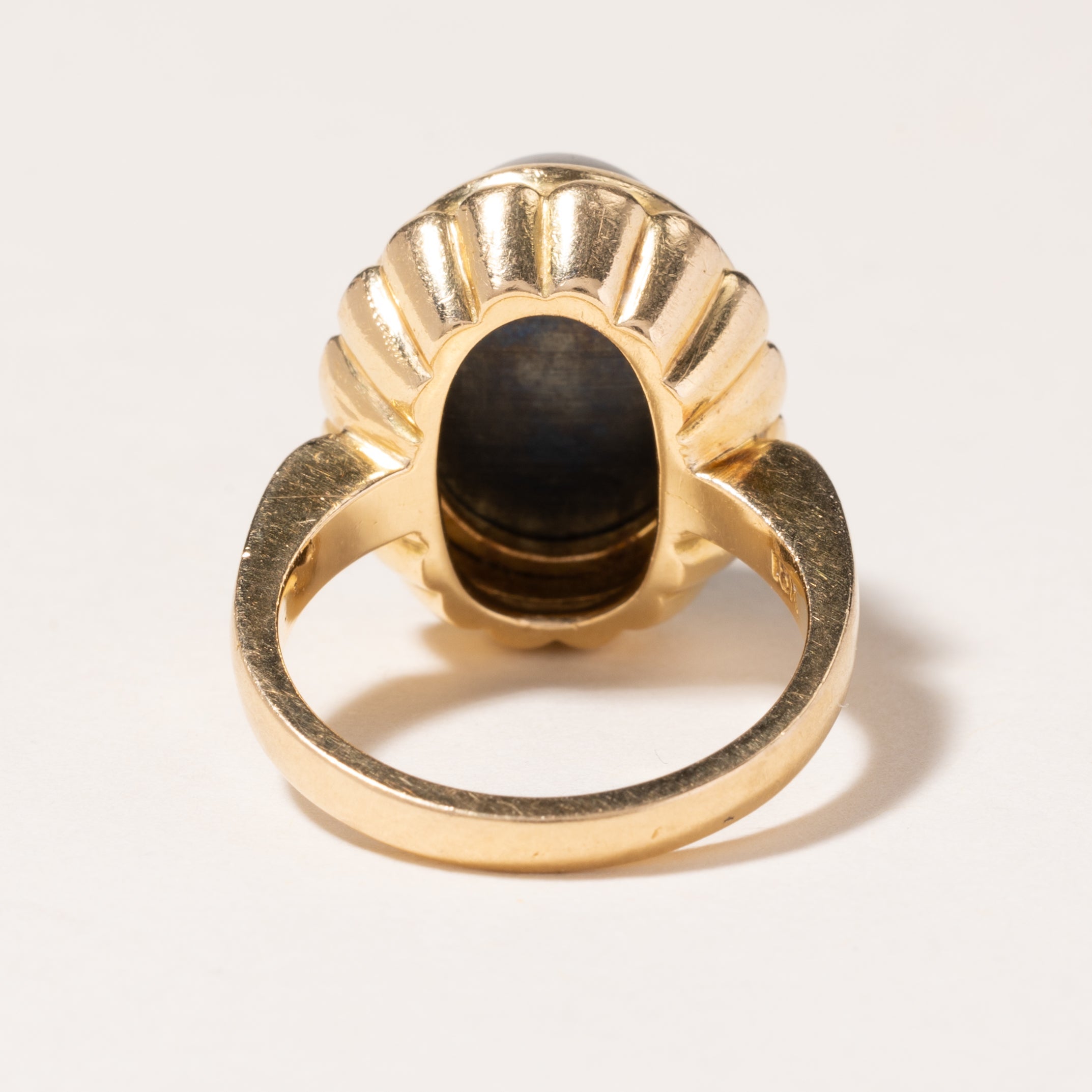 18K Yellow Gold Hematite Cocktail Ring - 20.67ct Genuine Hematite Stone - Size 6.25 - Elegant Statement Jewelry for Women - Perfect for Evening Parties, Weddings & Special Occasions