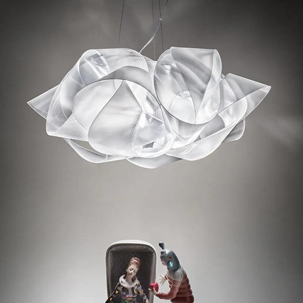 White Cloud Shaped PVC LED Pendant Light - Modern Ceiling Lamp for Bedroom, Nursery, Living Room & Office Decor - Dimmable Hanging Light Fixture with Soft Glow
