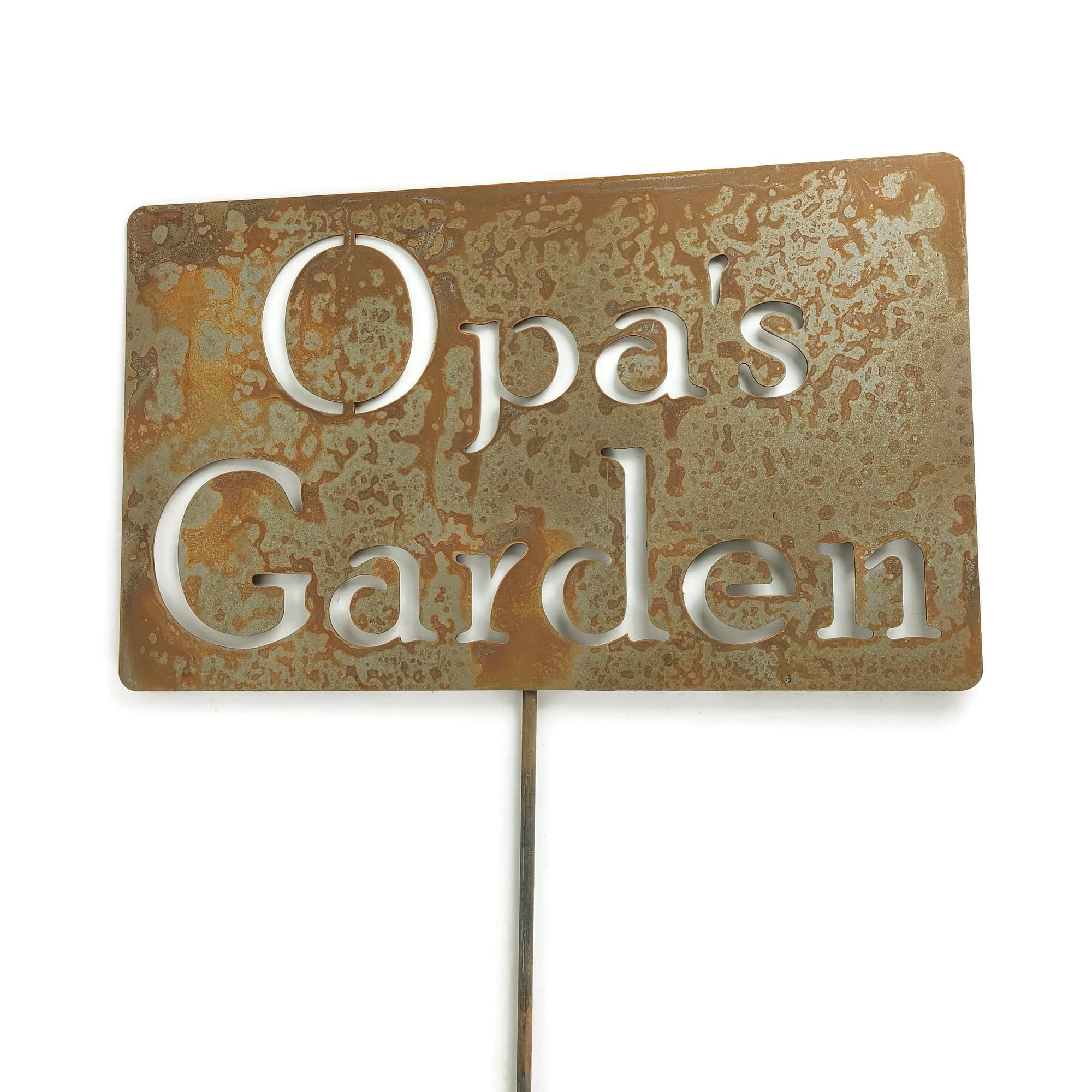 Personalized Family Name Garden Stake - 20 to 33 Inches Tall (Opa's Garden Design, Large 28