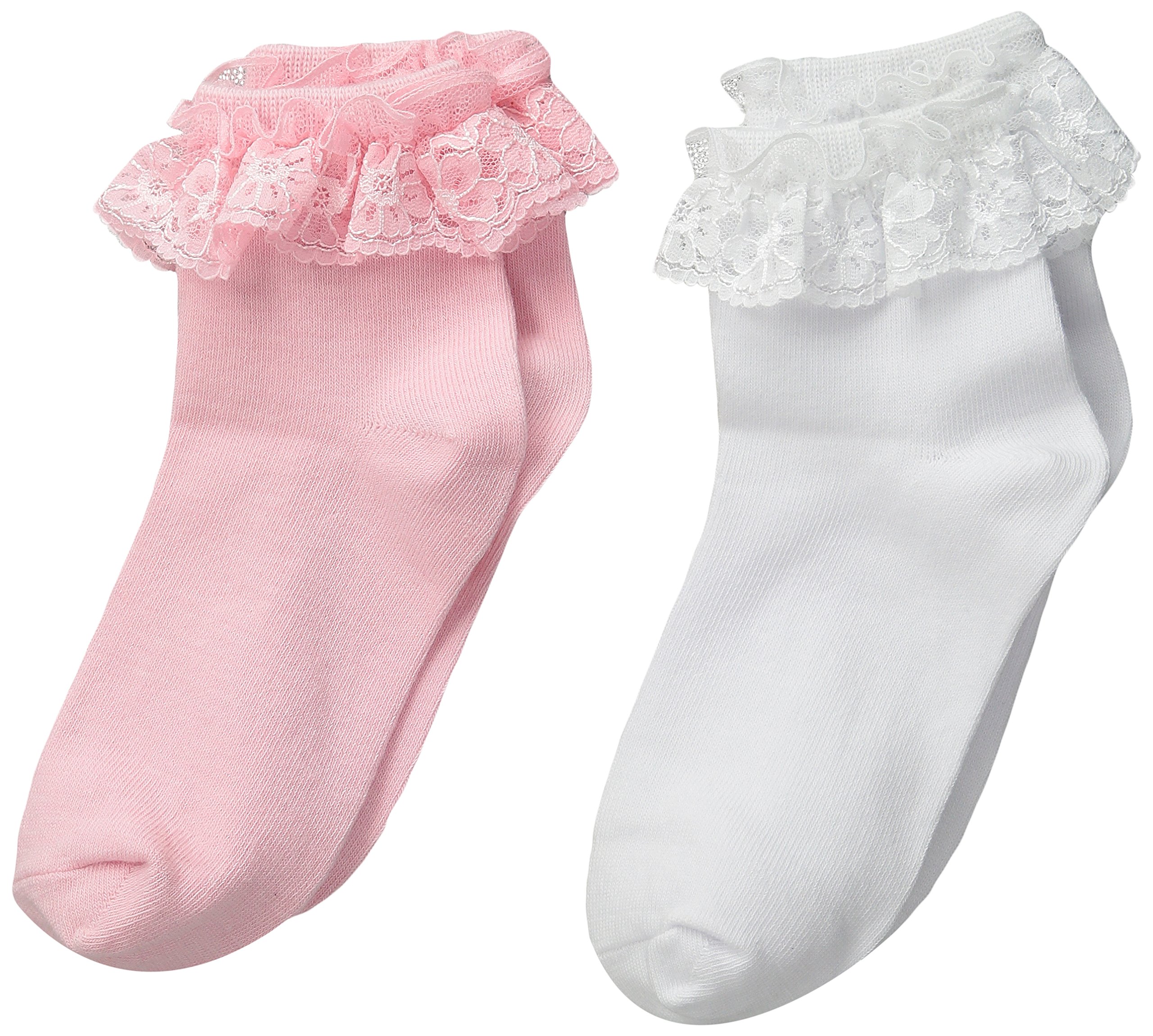 Jefferies Girls' Lace Ankle Socks 2-Pack - Cute & Comfortable Socks for School, Dance, or Everyday Wear