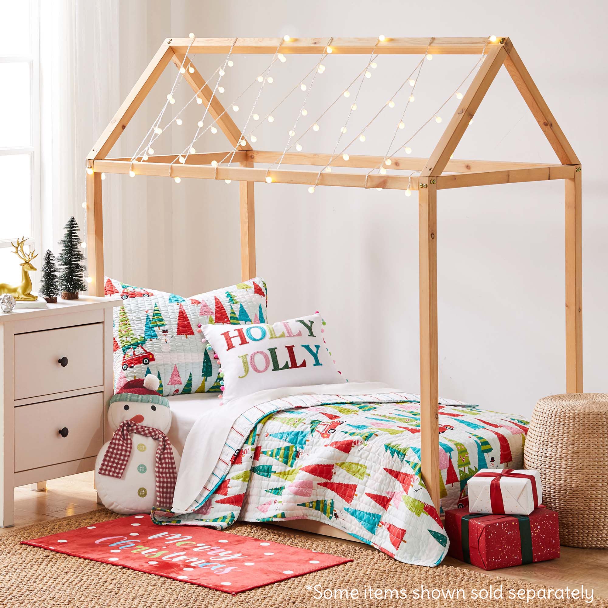 Holly Jolly 3-Piece Toddler Bedding Set - Soft Cotton Crib Sheets & Comforter for Boys & Girls - Perfect for Nursery, Daycare or Gift