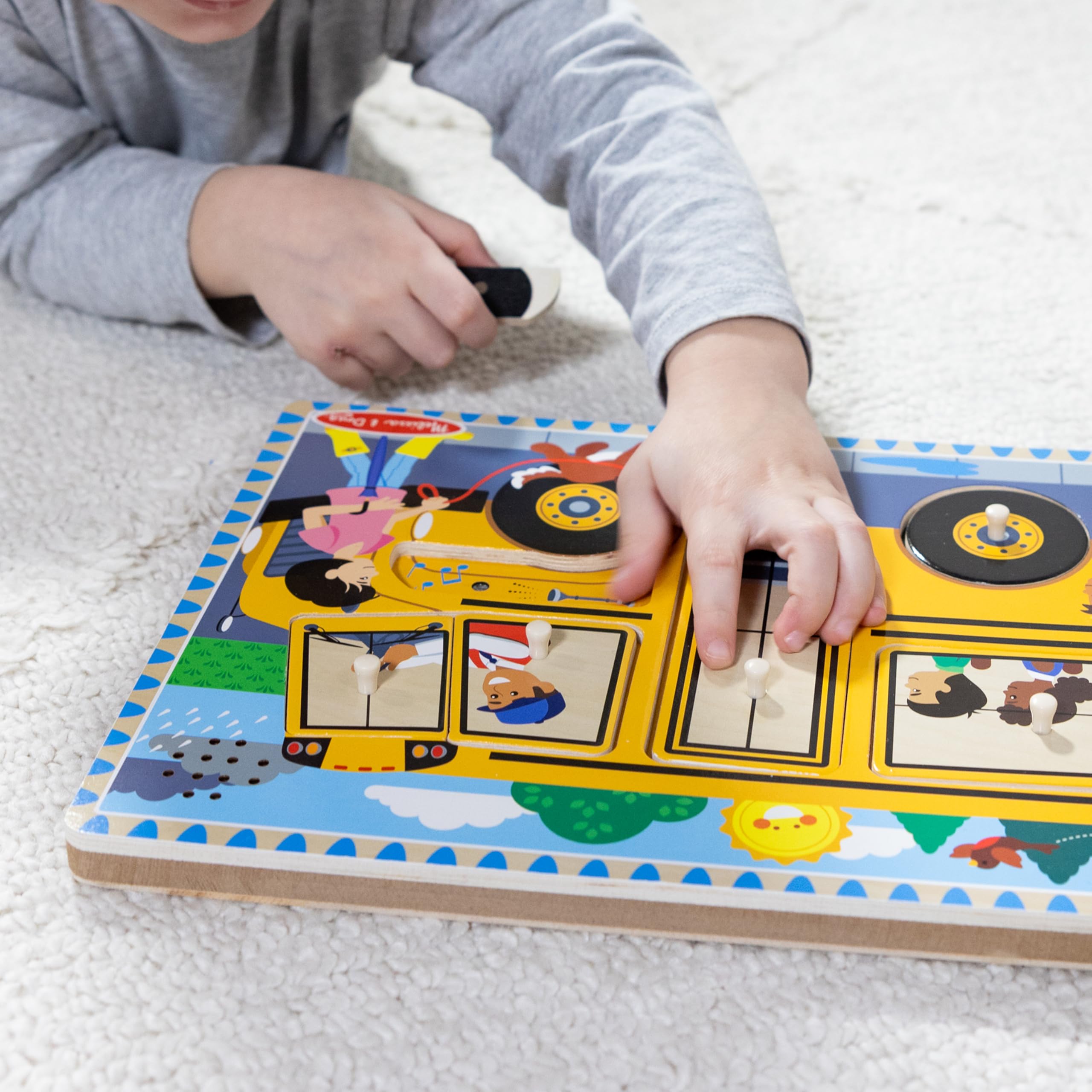 Melissa & Doug The Wheels on the Bus Sound Puzzle - Wooden Educational Toy for Toddlers Ages 2+ | Interactive Learning Puzzle with School Bus Theme | Perfect for Preschool Playtime & Early Childhood Development