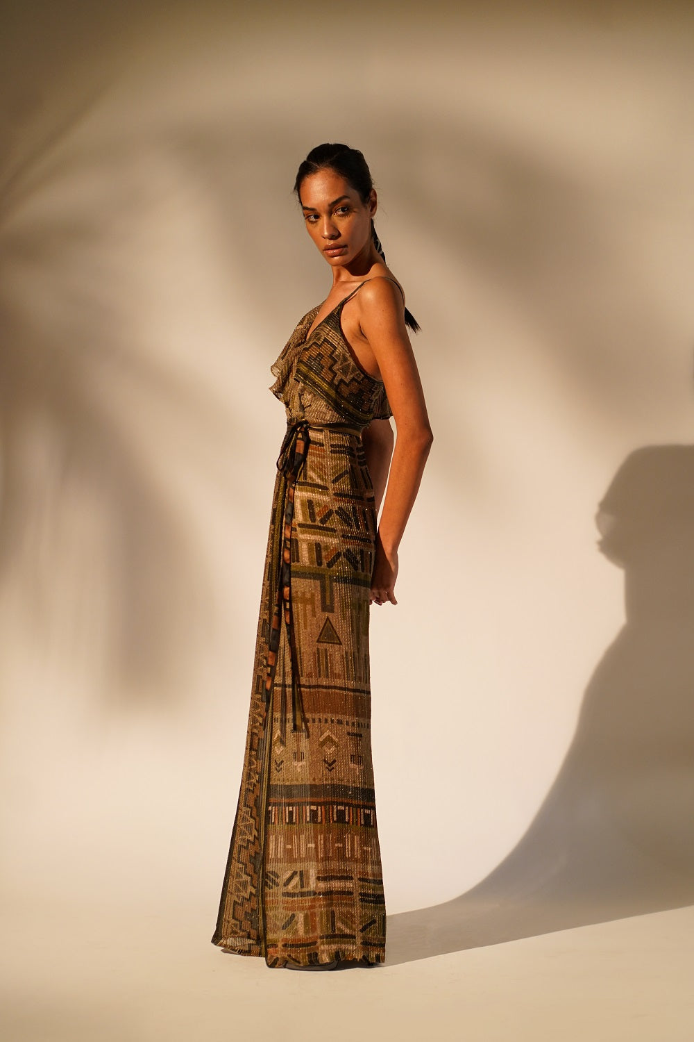 Stylish Green Aztec Print Drape Dress for Women | Boho Chic Maxi Dress | Perfect for Festivals, Vacations & Summer Outfits