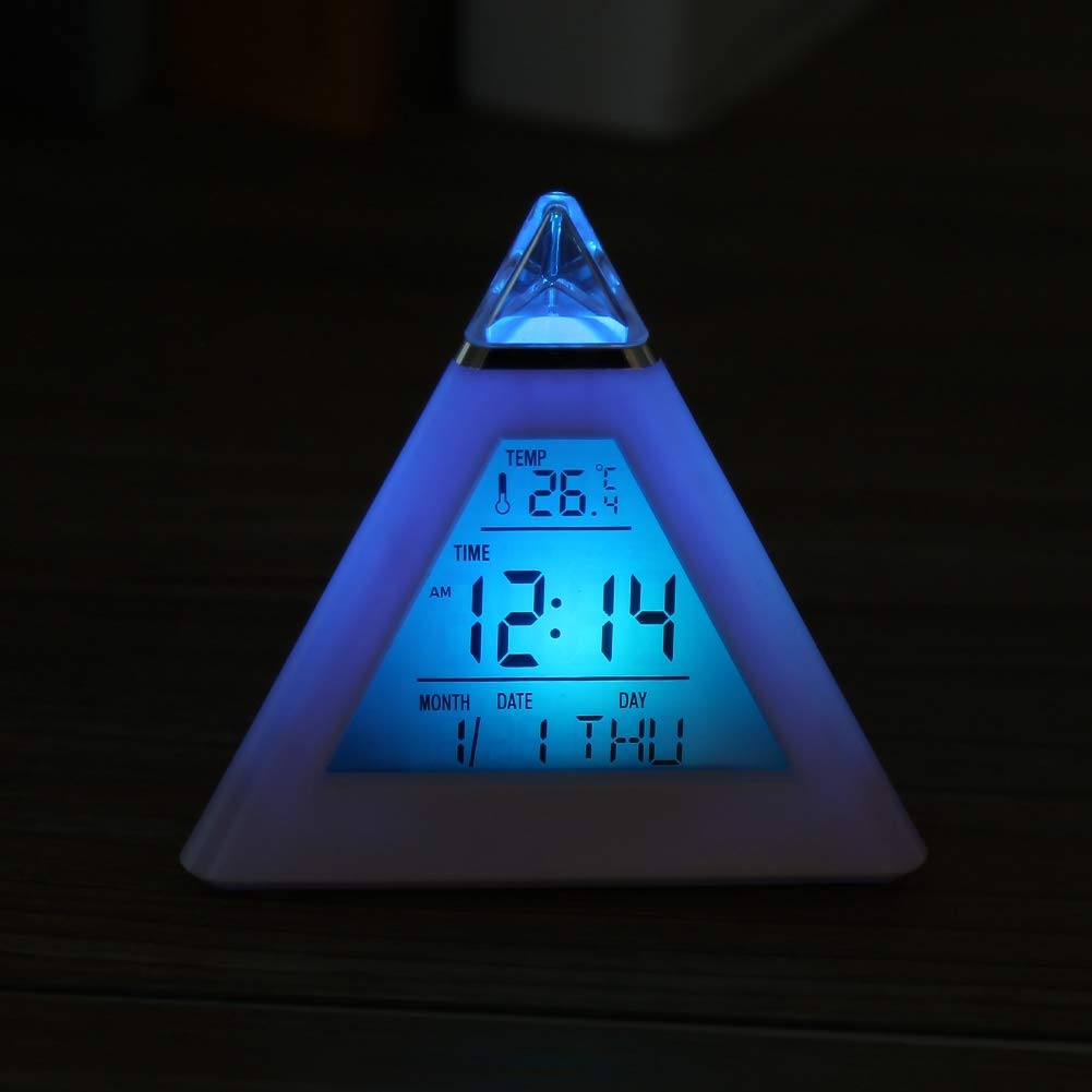 Germerse LED Digital Alarm Clock with Thermometer & Color Changing Night Light - Perfect for Bedroom, Office, and Travel Use