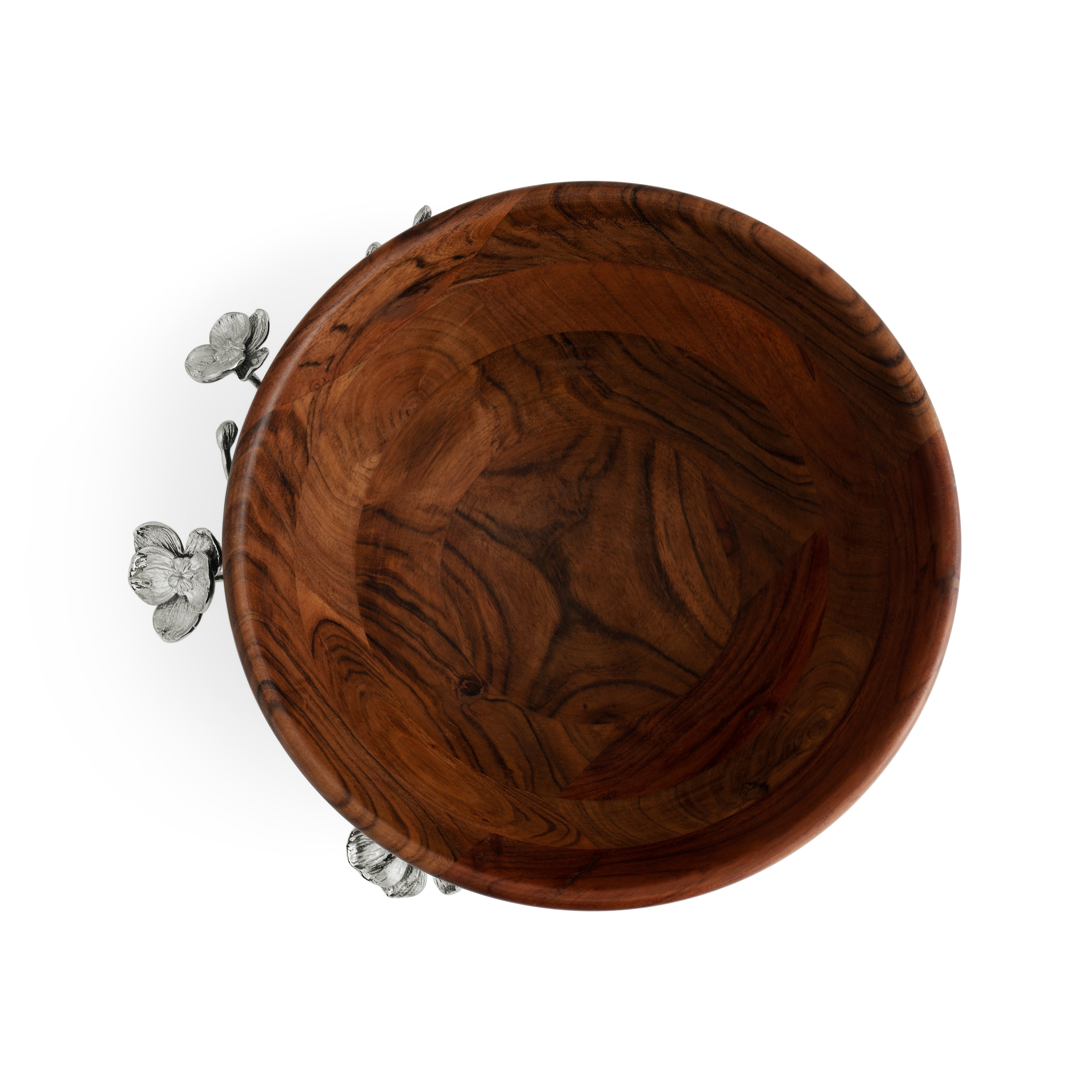 Premium White Orchid Wood Salad Bowl Set - Handcrafted Natural Wood Serving Bowl for Salads, Fruits, Nuts - Perfect for Dinner Parties, Picnics & Healthy Eating
