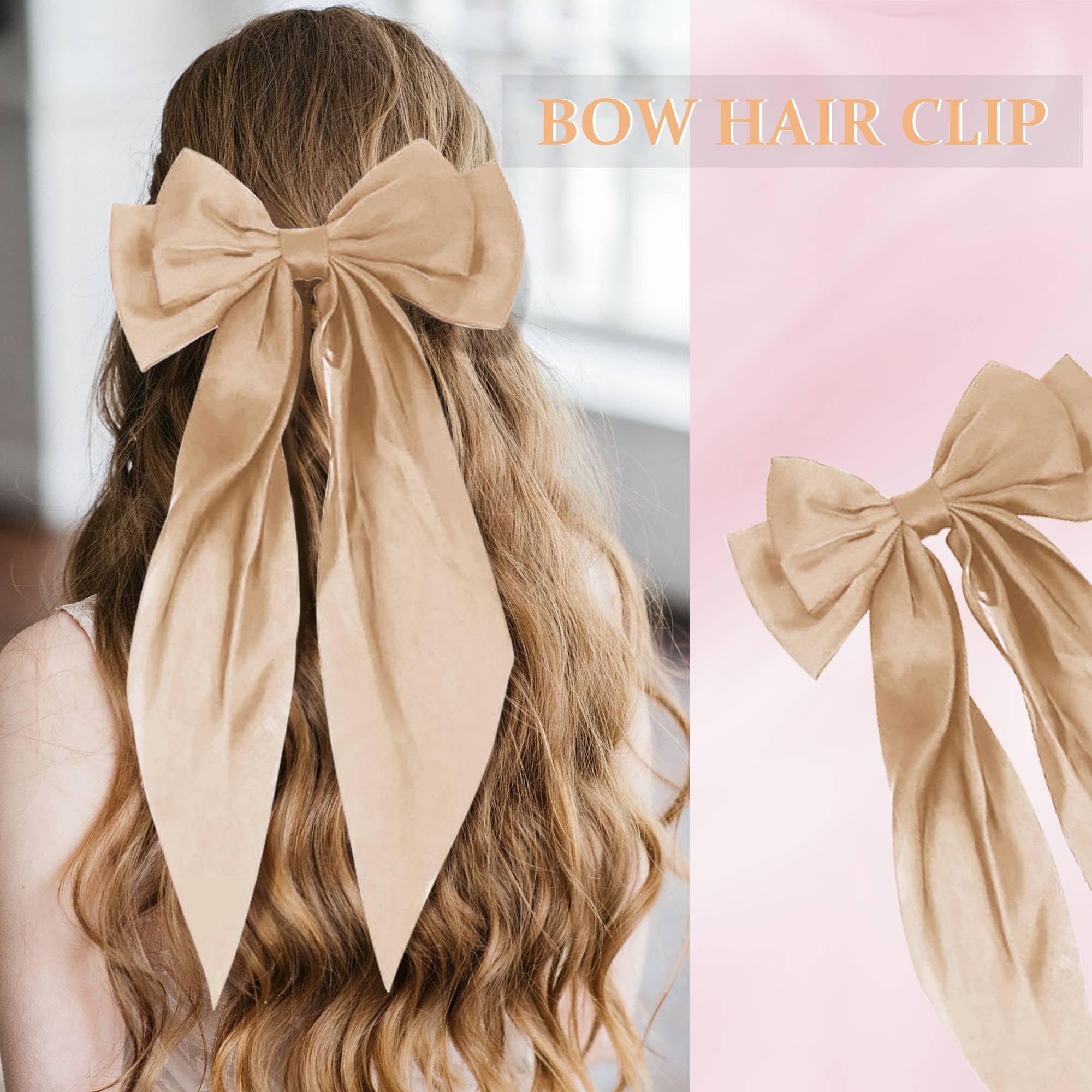 2 PCS Elegant Butterfly Hair Barrettes - Black & Champagne Hair Clips with Ribbons for Women | Perfect for Weddings, Parties & Everyday Styling