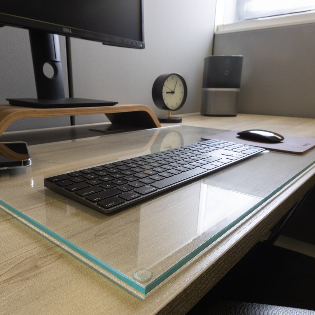 18 x 28 Inch Clear Glass Desk Mat - DeskGuard™ Premium Office Protector for Writing, Typing & Mouse Use - Perfect for Home Office, Workstation & Gaming Setup