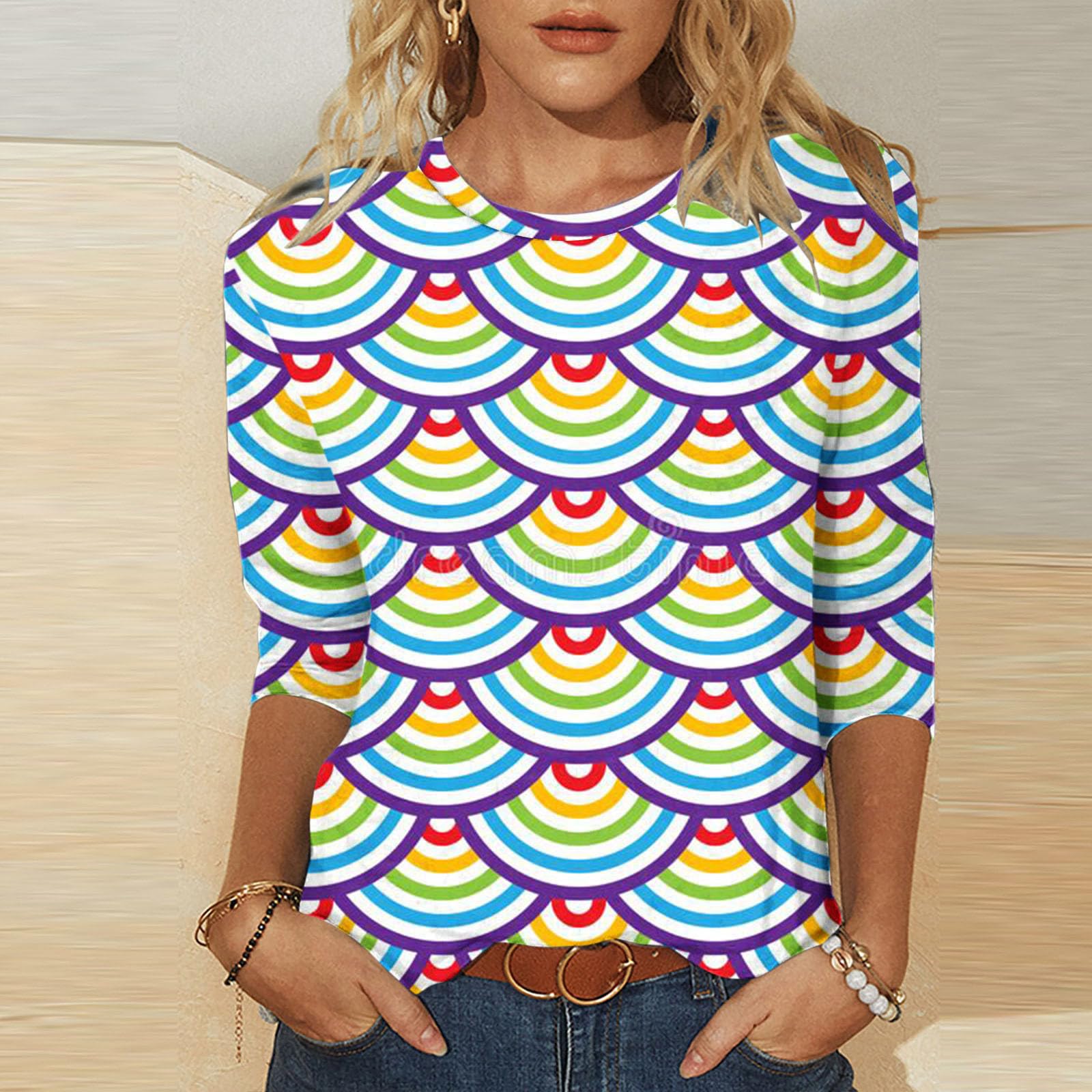 Women's 3/4 Sleeve Tops - Prime Clearance Sale for Casual Wear