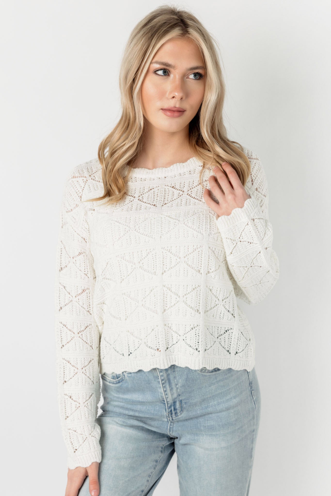 Cozy Square Knit Bell Sleeve Sweater for Women - Soft Winter Pullover with Elegant Flared Cuffs | Perfect for Office, Date Night & Holiday Gatherings